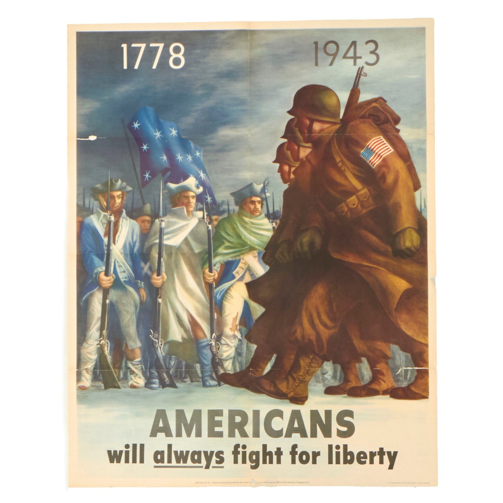 Buy Original U.S. WWII Propaganda Poster - 1778-1943 Americans Fight For Freedom | Original Firearms Antique For Sale
