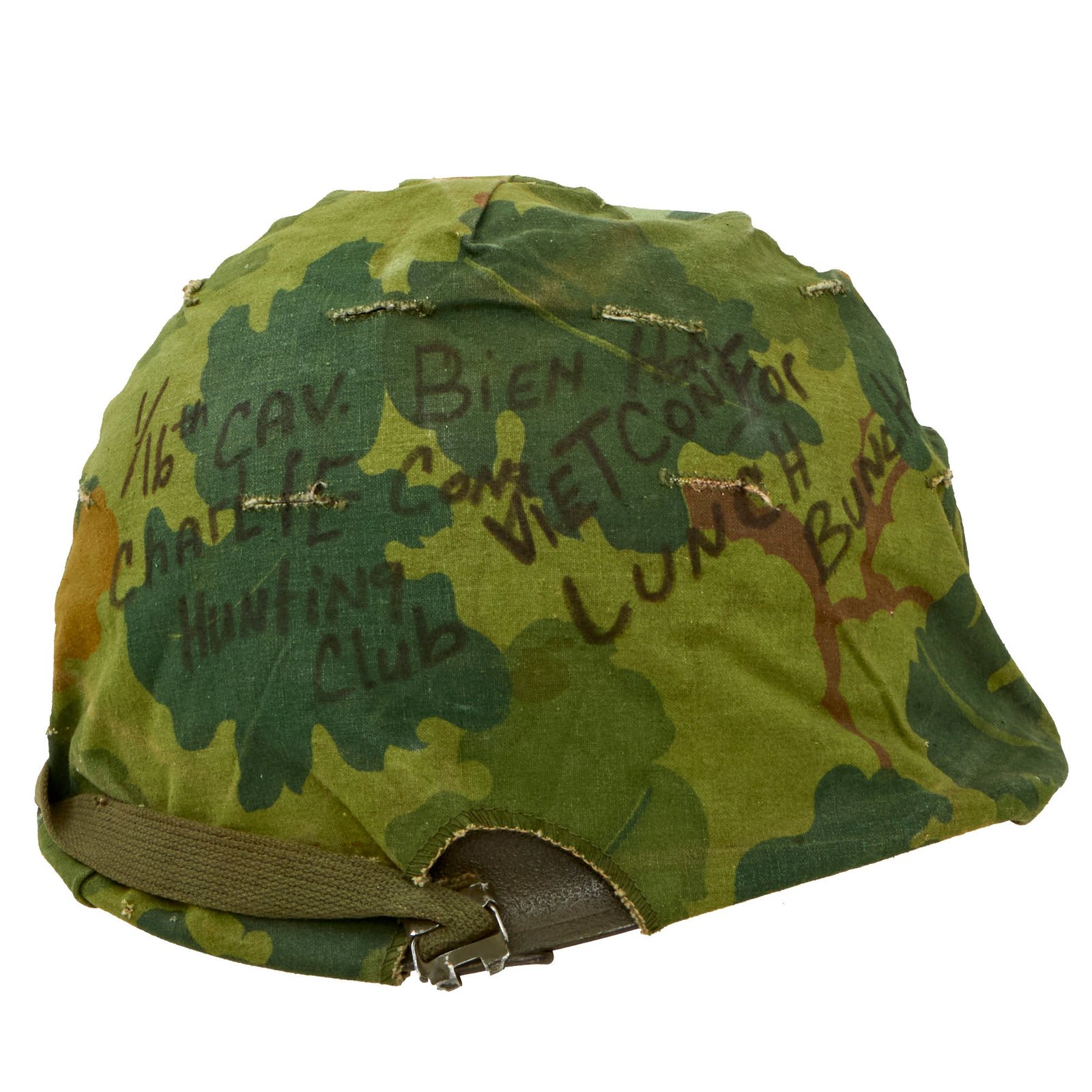 Buy Original U.S. Vietnam War M1 Helmet with Personalized 1st Squadron, 16th Cavalry Regiment Reversible Camouflage Cover and Westinghouse/CAPAC Liner - Complete | Original Firearms Antique For Sale