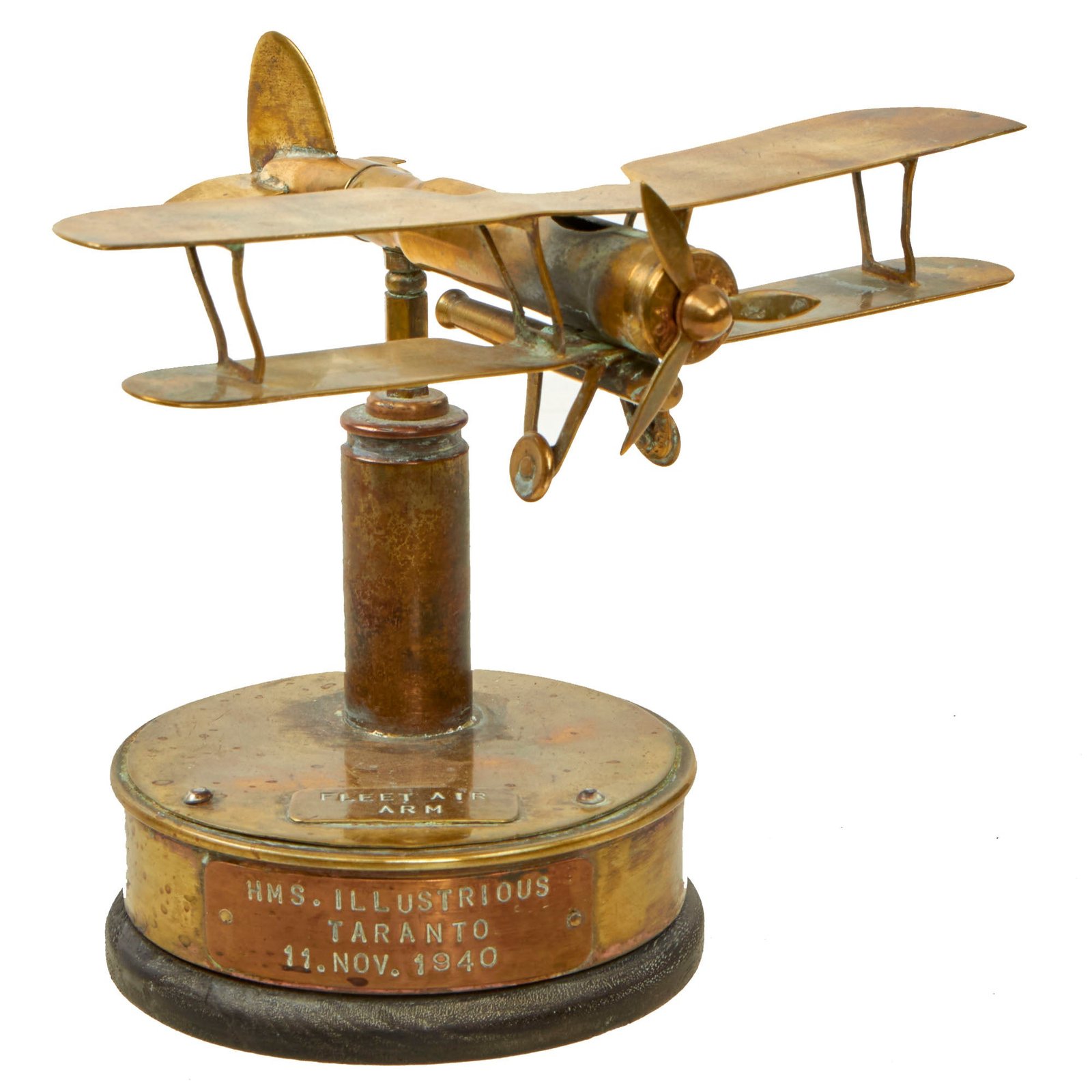 Buy Original British WWII HMS Illustrious Royal Navy Fleet Air Arm Fairey Swordfish Biplane Torpedo Bomber Trench Art Model - Battle of Taranto Souvenir | Original Firearms Antique For Sale