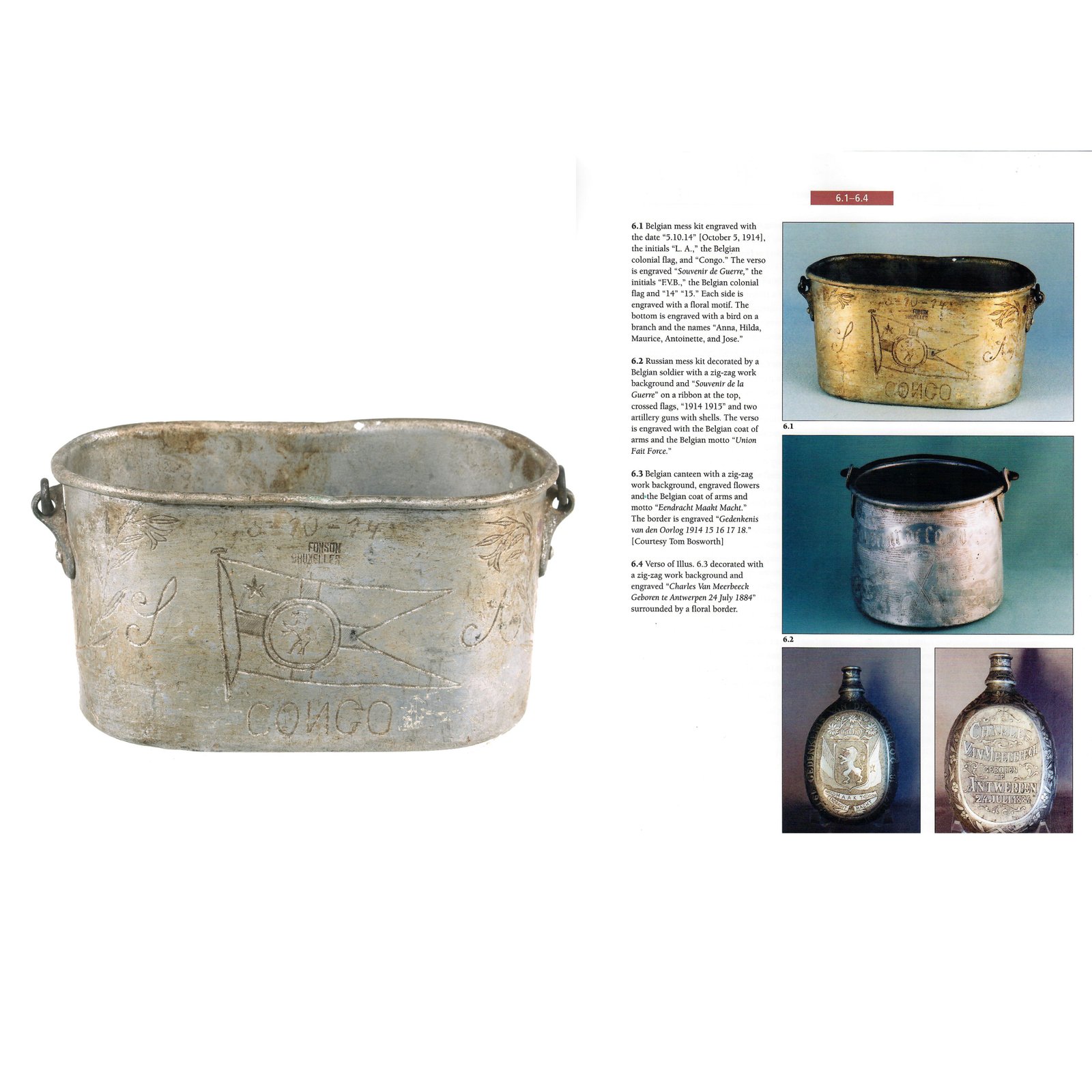 Buy Original Belgian WWI Engraved Mess Kit Trench Art Dated 1914 - Featured In The Book “Trench Art, An Illustrated History” by Jane Kimball on Page 224 | Original Firearms Antique For Sale
