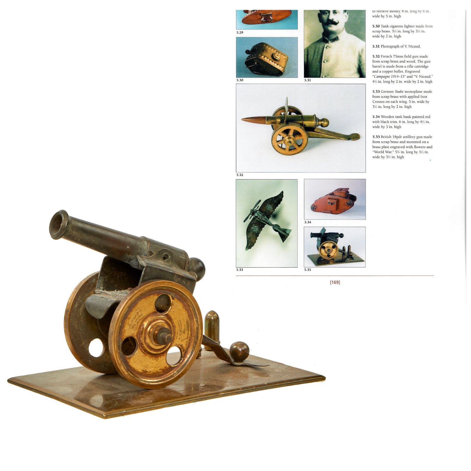 Buy Original British WWI 18-Pounder Artillery Gun Trench Art - Featured In The Book “Trench Art, An Illustrated History” by Jane Kimball on Page 169 | Original Firearms Antique For Sale