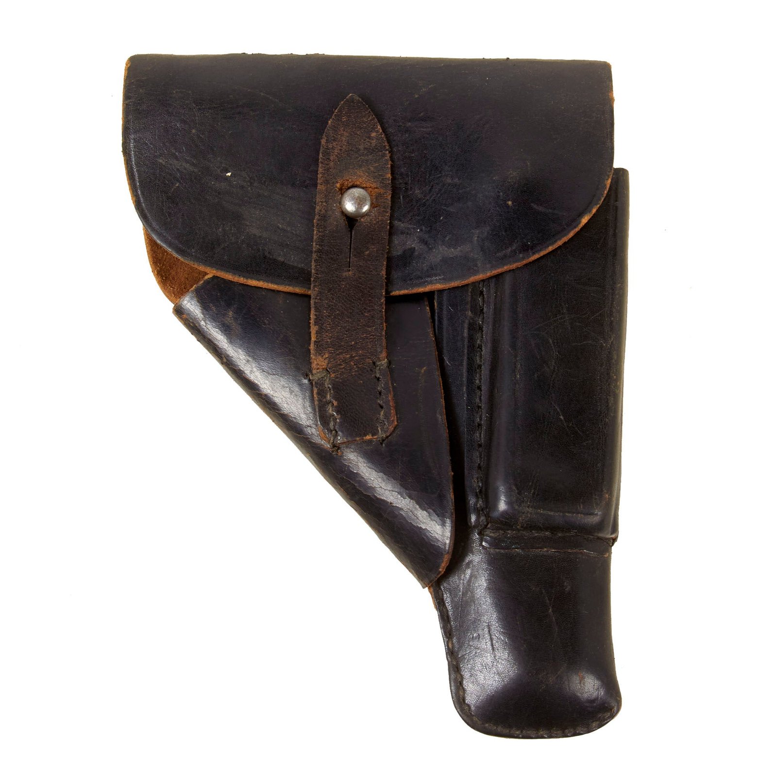 Original German WWII Walther PP / PPK Pistol Black Leather Breakaway Holster by Gebr. Sparfeld of Leipzig- Dated 1944