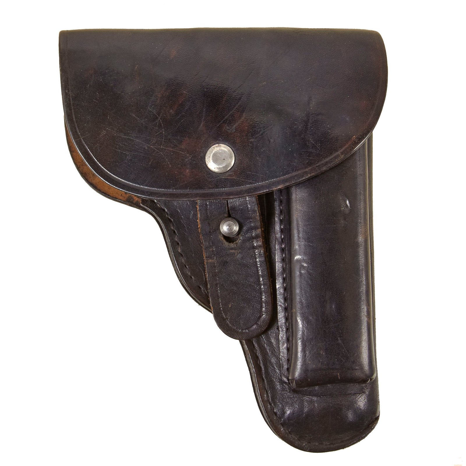Original German WWII Czech CZ-27 Black Leather Holster with Waffenamt WaA76 Marking