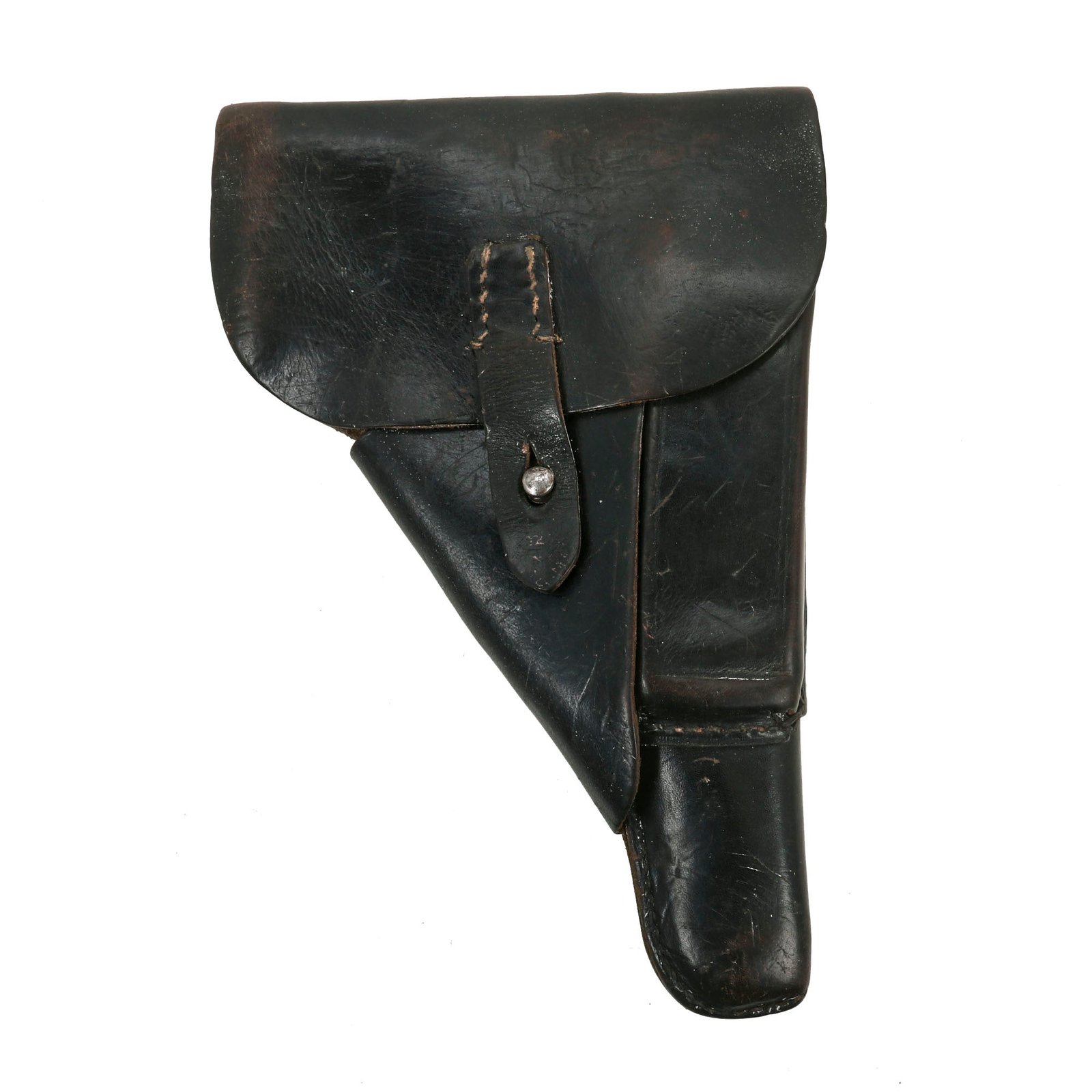 Buy Original German WWII Walther P38 Black Softshell Leather Holster with Bearskin Oakleaf 9 Marking | Original Firearms Antique For Sale