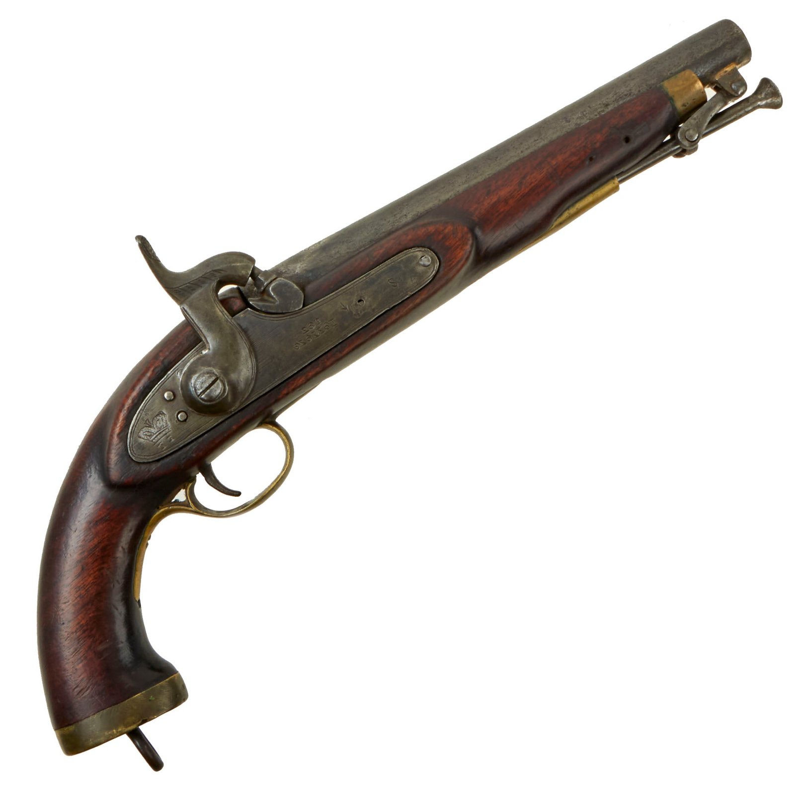 Buy Original Colonial Indian Made EIC Model 1843 Type Percussion Dragoon Pistol with British Barrel Markings | Original Firearms Antique For Sale