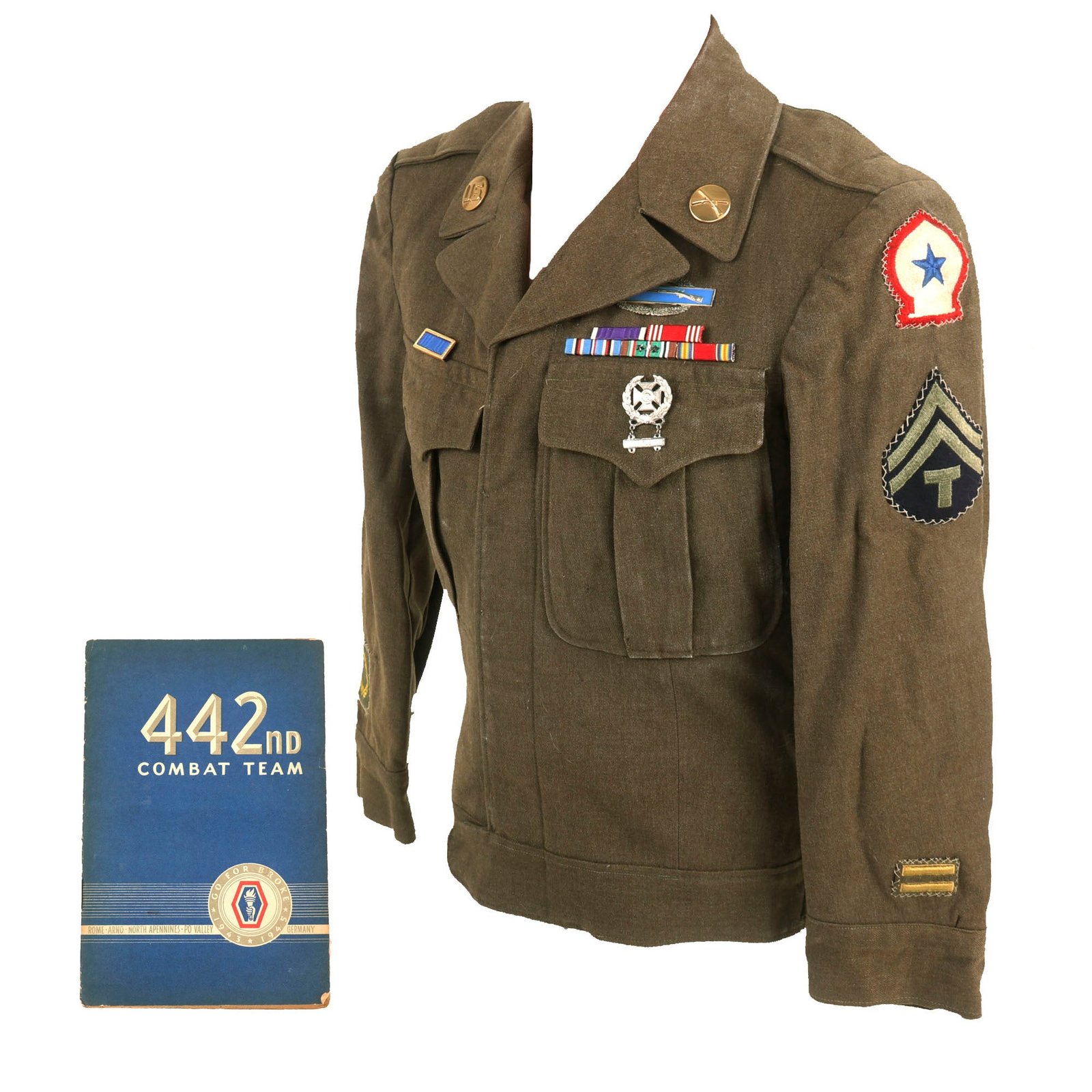 Buy Original U.S. WWII 442nd Regimental Combat Team Named Ike Jacket For Technician 5th Grade Charles Reiko M. Endo - Japanese American Nisei | Original Firearms Antique For Sale