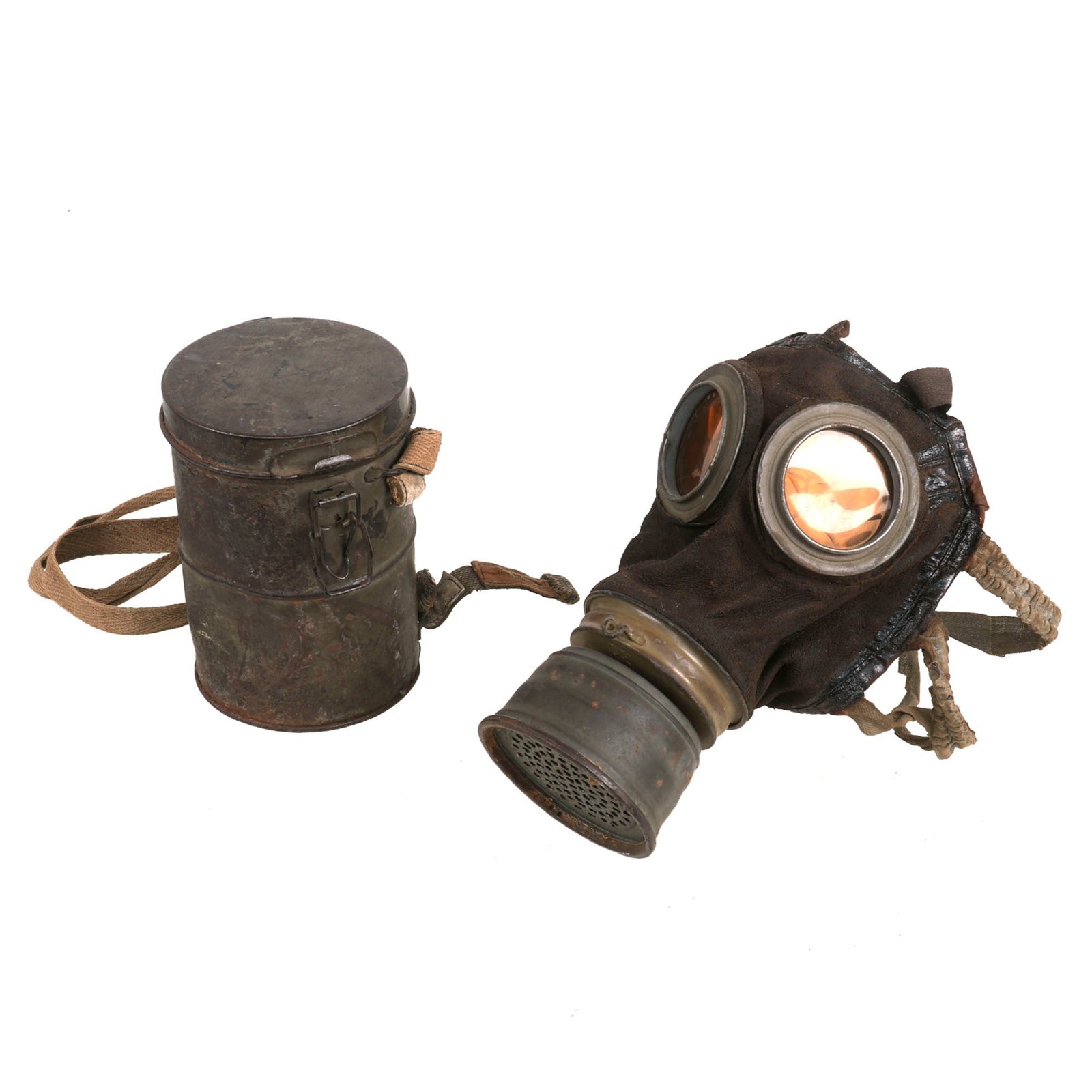 Buy Original Imperial German WWI M1917 Ledermaske Gas Mask with Can - dated 1917 | Original Firearms Antique For Sale
