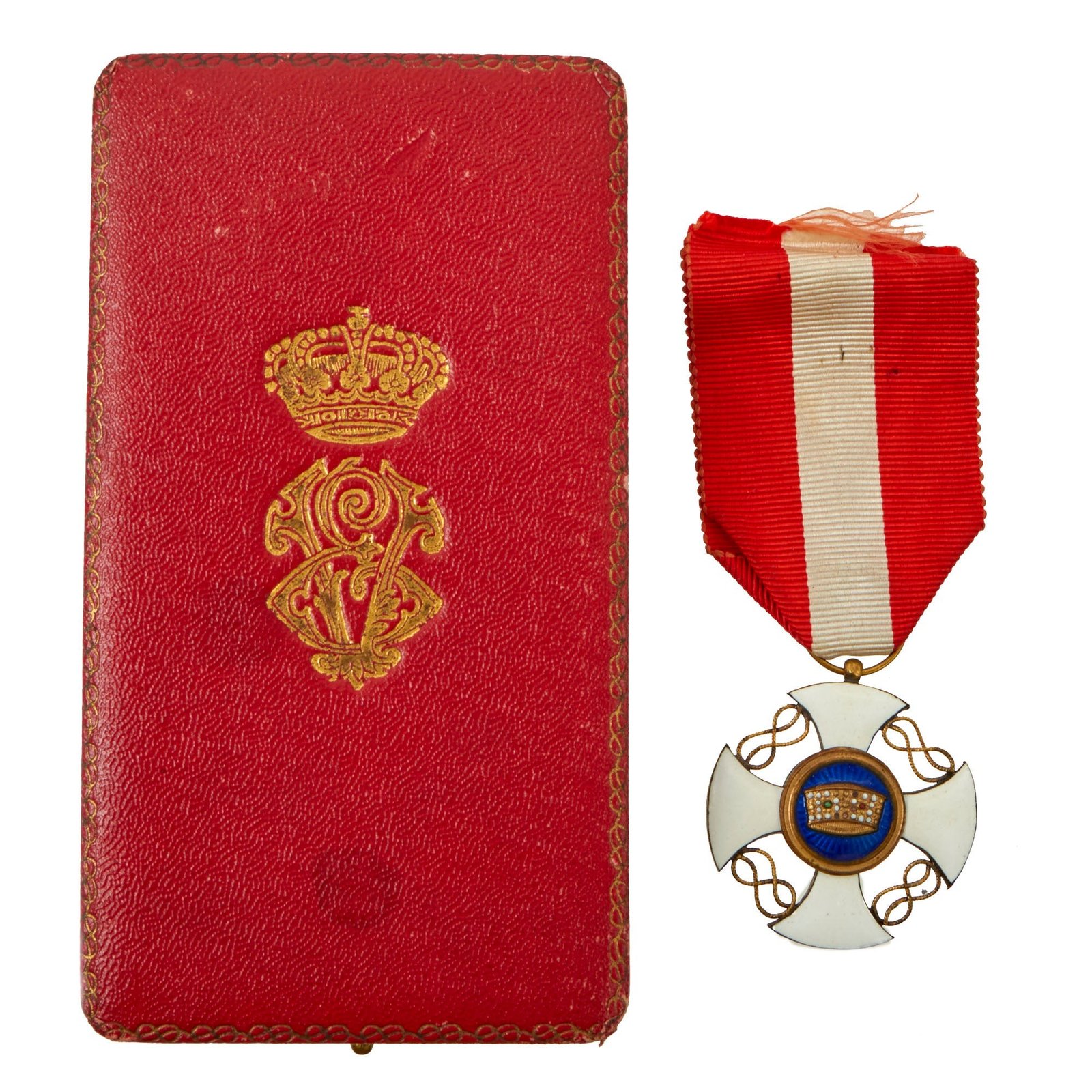 Buy Original Italian WWII Era Order of the Crown of Italy (Knight Grade) Merit Medal With Correct Presentation Award Box - Ordine della Corona d'Italia or OCI | Original Firearms Antique For Sale