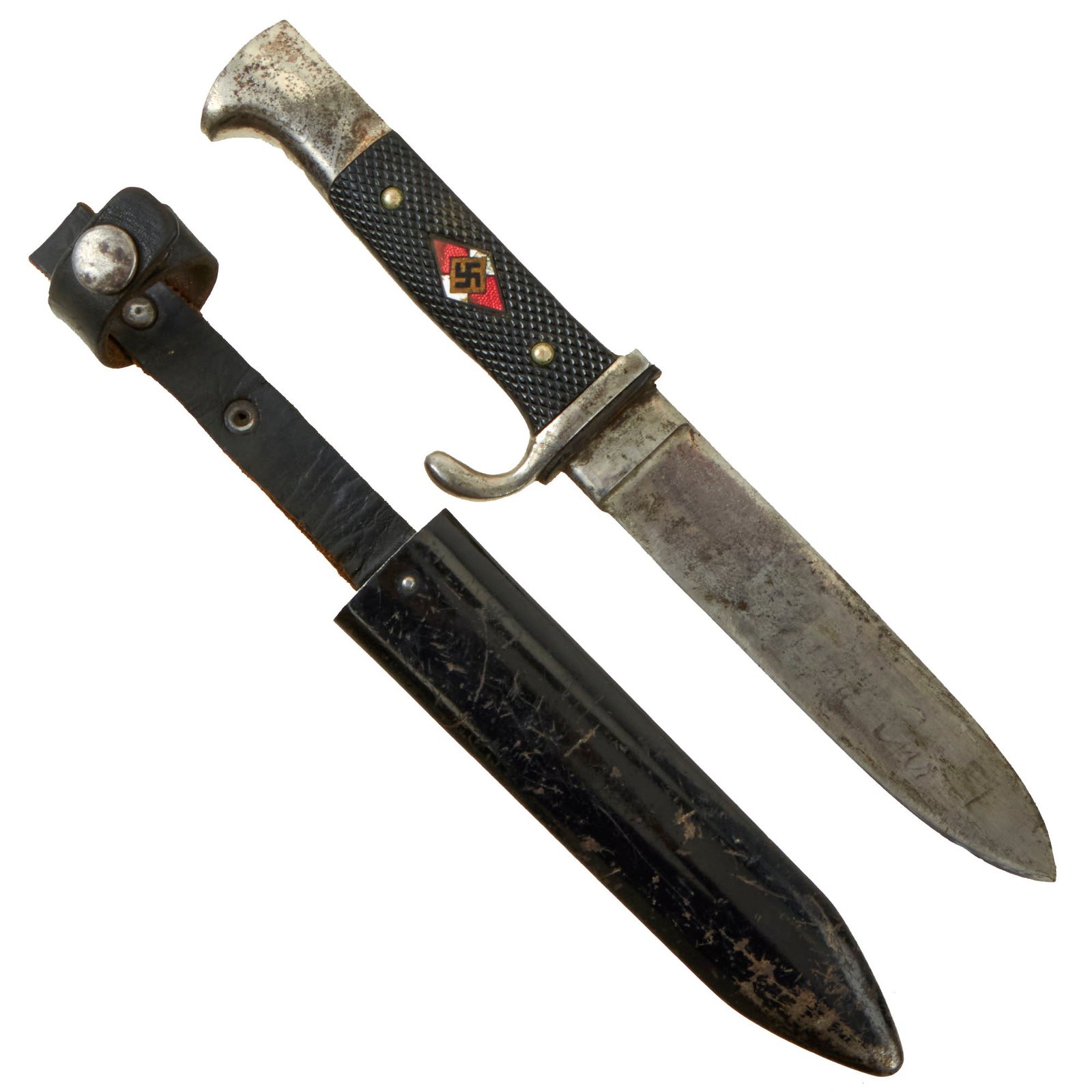 Buy Original German WWII Transitional Motto Marked HJ Knife by J.A. Henckels Zwillingswerk of Solingen with Scabbard | Original Firearms Antique For Sale