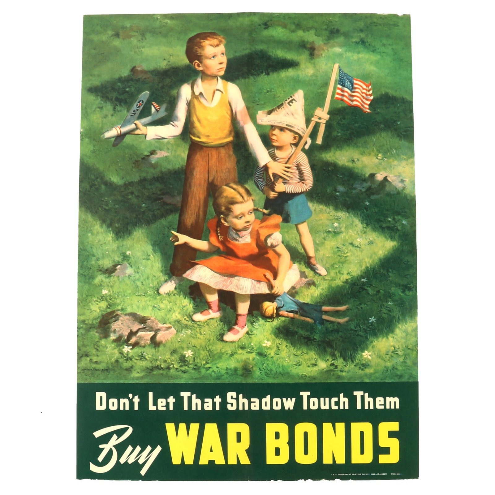 Buy Original U.S. WWII 1942 “Don’t Let That Shadow Touch Them BUY WAR BONDS” Poster - 14 ¼" x 20" | Original Firearms Antique For Sale