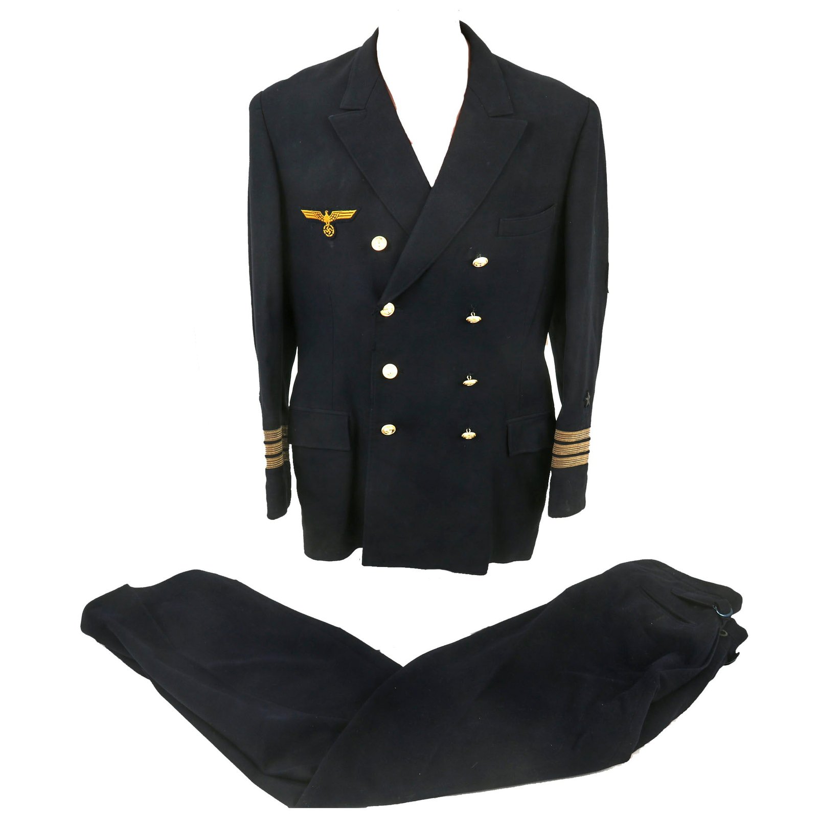 Buy Original German WWII 1941 Dated Named Kriegsmarine Korvettenkapitän Officer's Uniform - Reefer Jacket & Trousers | Original Firearms Antique For Sale