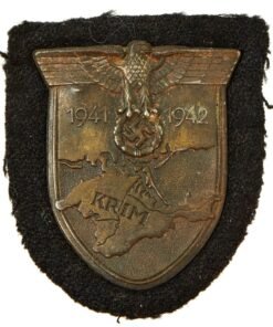 Buy Original German WWII Heer Panzer Tanker Crimea Krim Shield Decoration with Fabric & Backing Plate - Krimschild | Original Firearms Antique For Sale