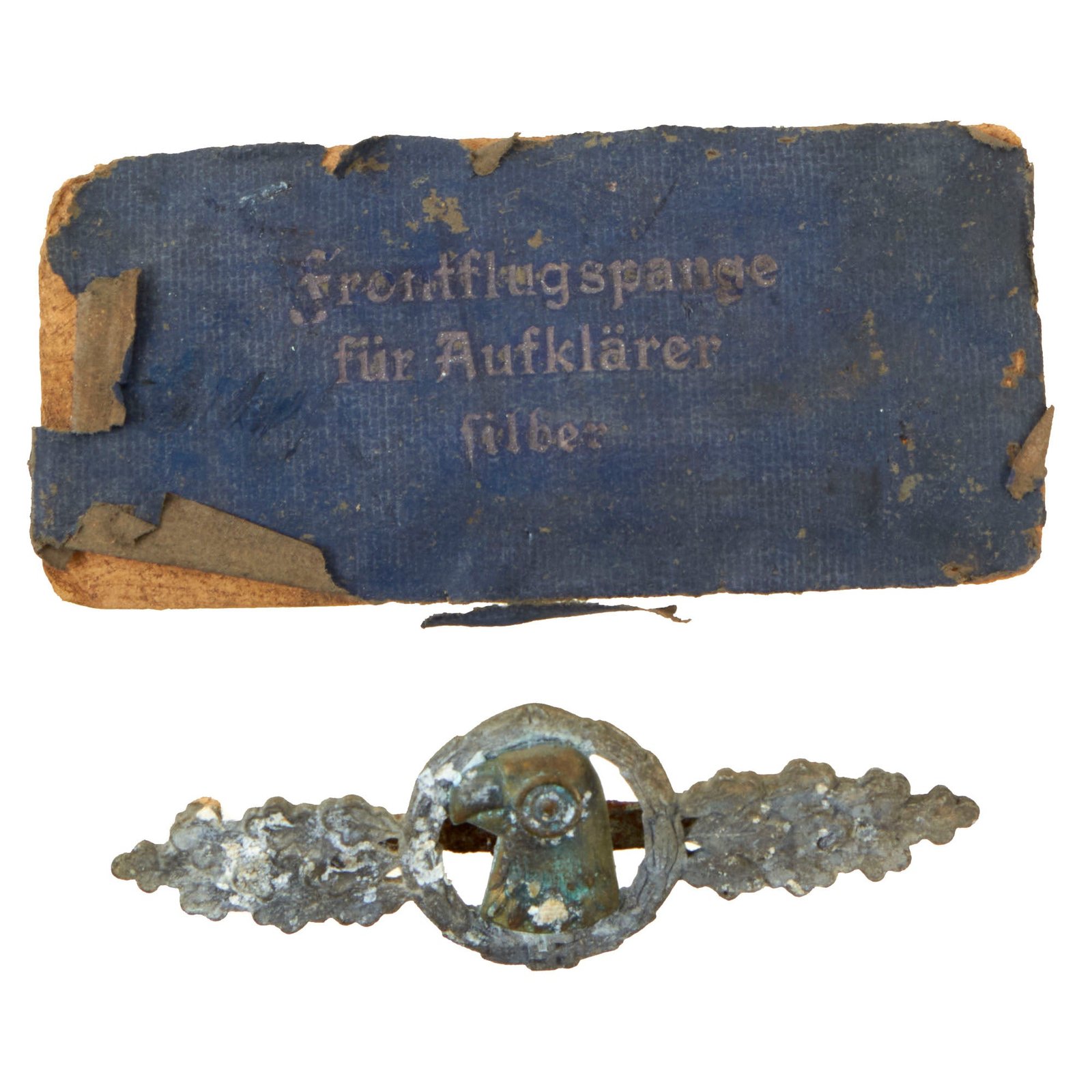 Buy Original German WWII Luftwaffe Silver Grade Front Flying Clasp for Reconnaissance Pilots with Box Lid | Original Firearms Antique For Sale