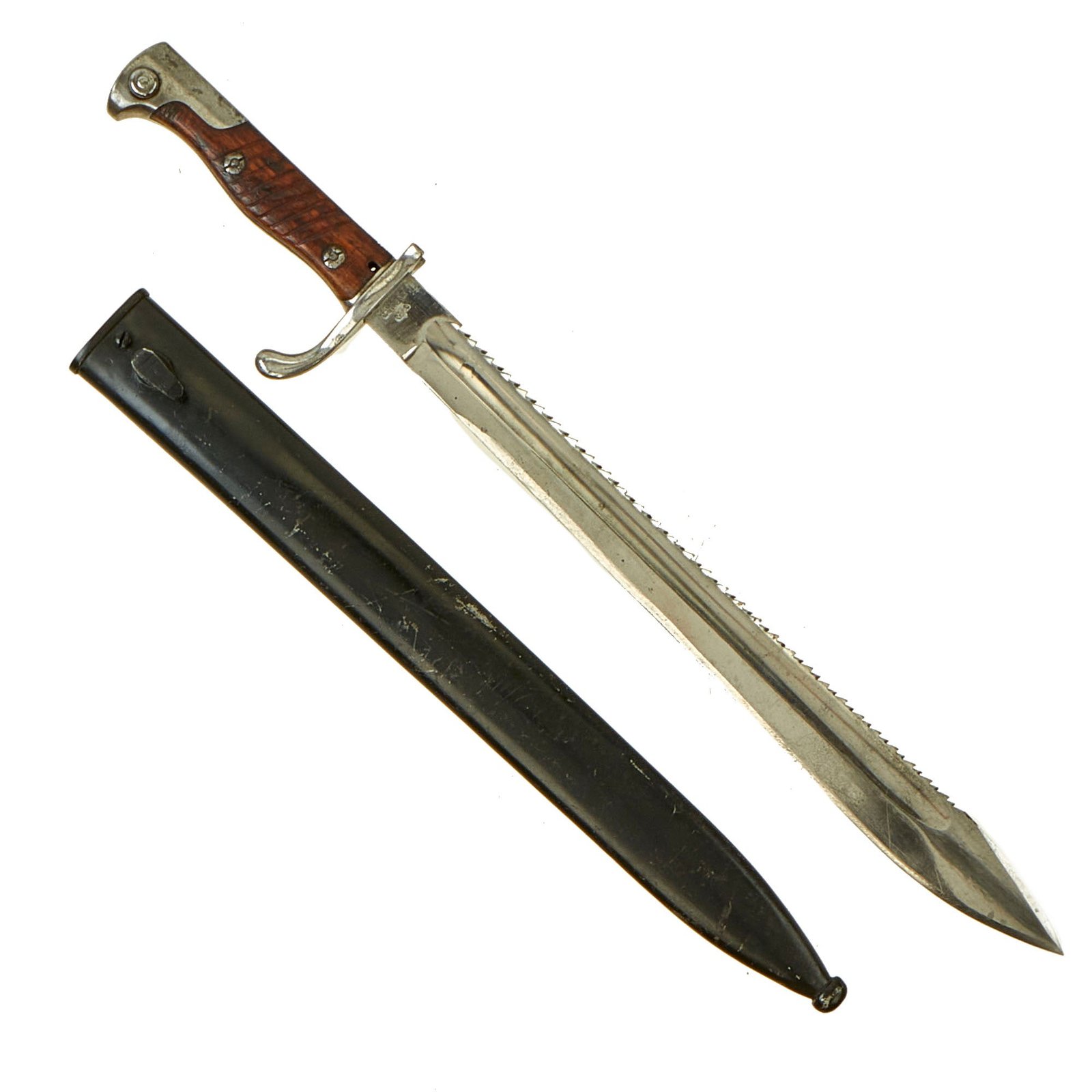Buy Original Imperial German 4th Pioneer Battalion Marked M-1898/05 Transitional Butcher Sawback Bayonet and Scabbard by Erfurt Arsenal - Dated 1906 | Original Firearms Antique For Sale