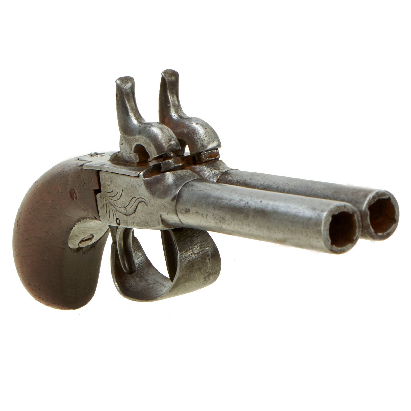 Buy Original Victorian Era Belgian Double Barreled Pocket Percussion Pistol with Liège Proofs - Circa 1840 | Original Firearms Antique For Sale
