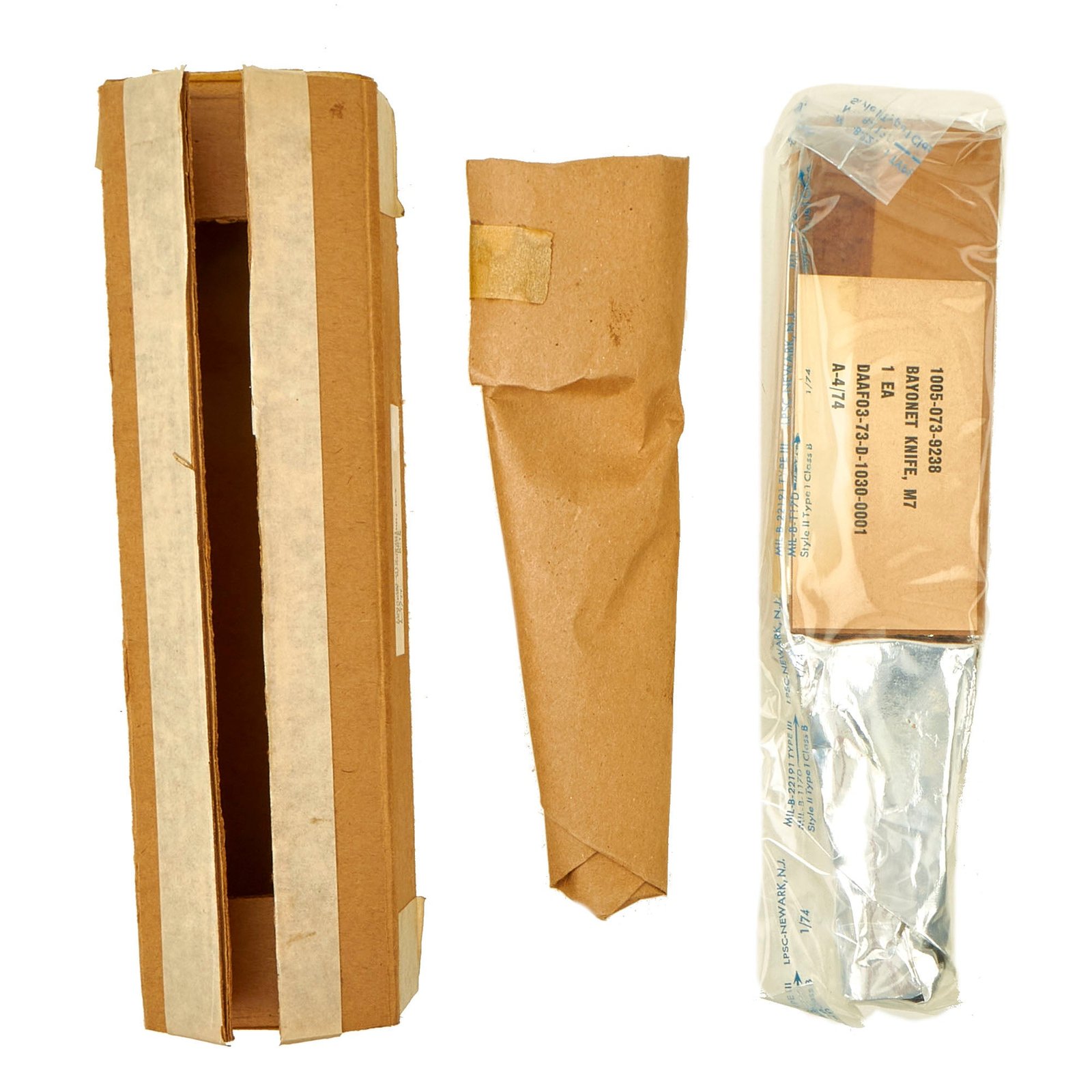 Buy Original U.S. Vietnam M-7 Bayonet and Scabbard Still Packed in Government Issue Box - Mint Unissued Condition | Original Firearms Antique For Sale