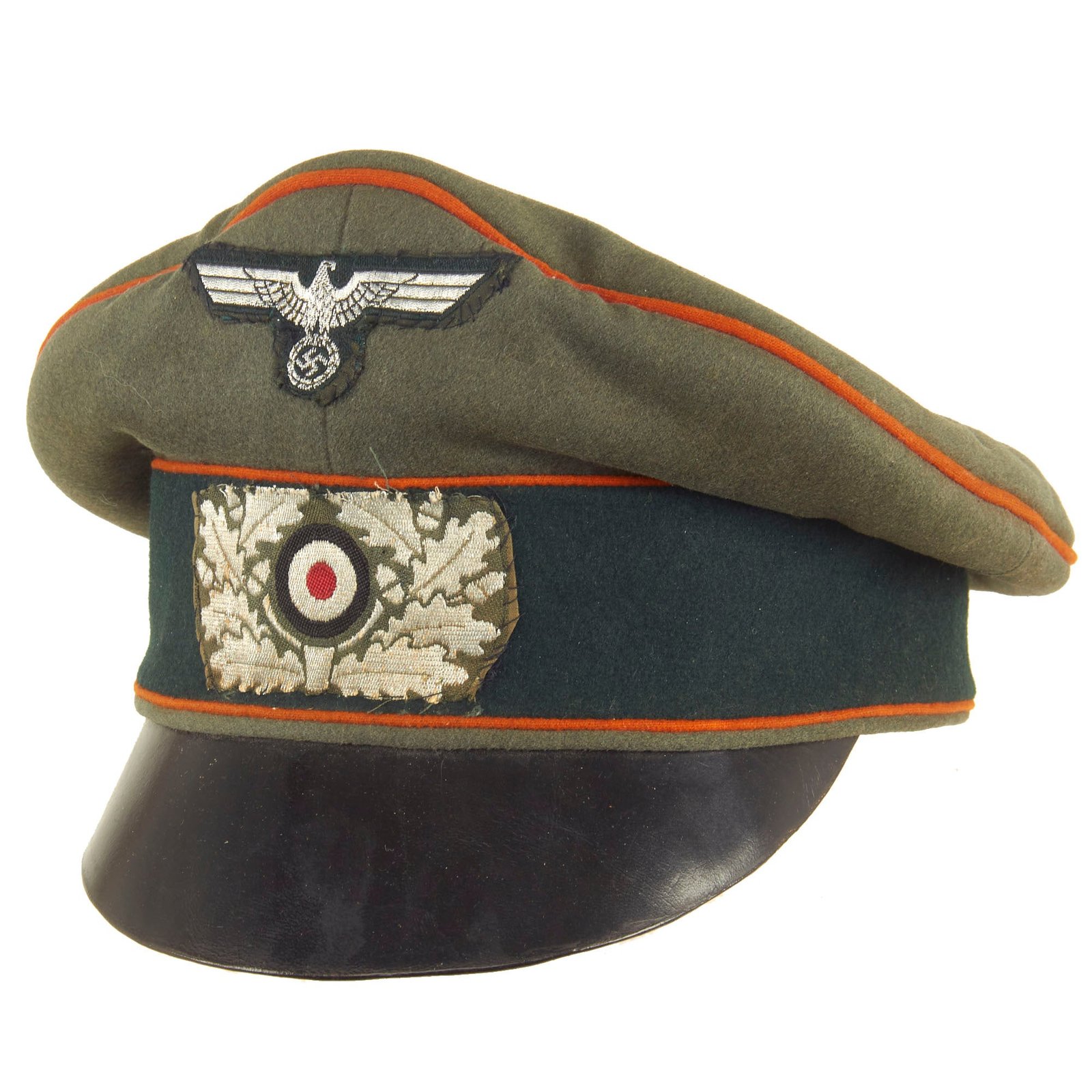 Buy Original German WWII Heer Feldgendarmerie EM/NCO Schirmmütze Visor Crush Cap by Peküro with Leather Brim | Original Firearms Antique For Sale