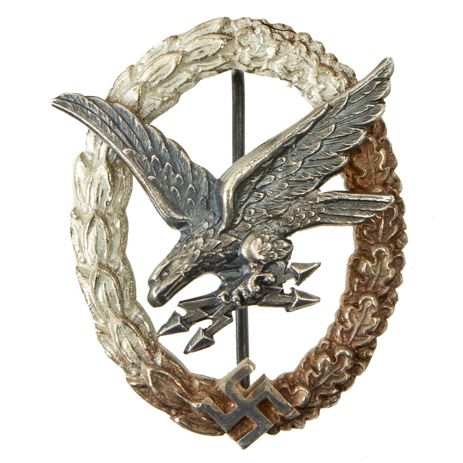 Buy Original German WWII Early Tombak Luftwaffe Radio Operator & Air Gunner Badge by C.E. Juncker of Berlin | Original Firearms Antique For Sale