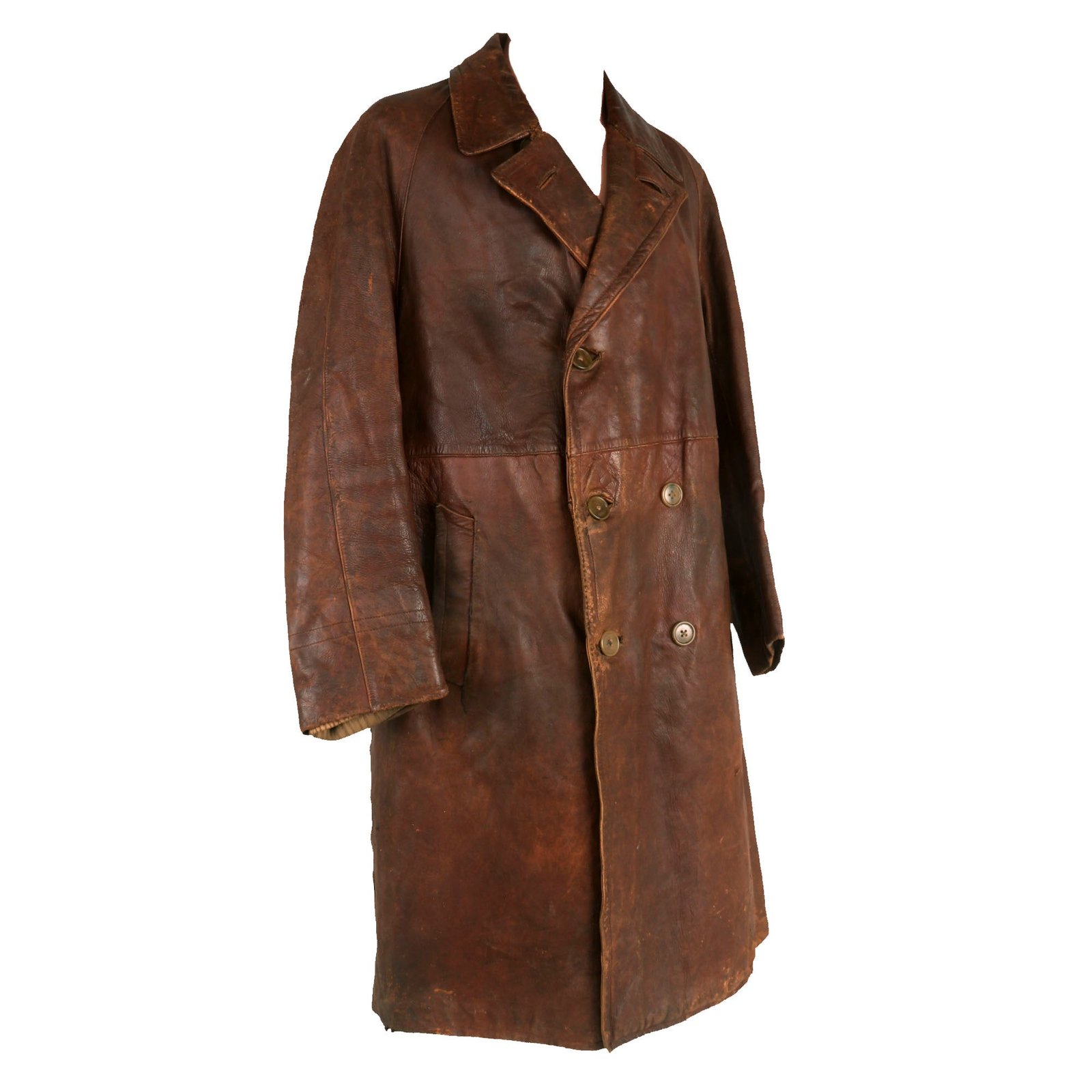 Buy Original British WWI Era Royal Flying Corps Aviator Full Length Leather Flying Coat with Wool Liner | Original Firearms Antique For Sale