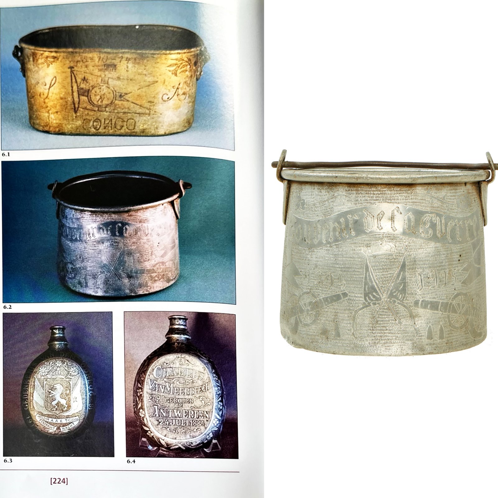Buy Original Belgian Engraved WWI Imperial Russian Model 1897 Mess Kit Trench Art Dated 1914 1915 - Featured In The Book “Trench Art, An Illustrated History” by Jane Kimball on Page 224 | Original Firearms Antique For Sale