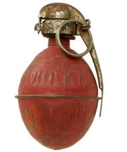 Buy Original French WWI Red Painted Practice Model 1914 OF1 Egg Hand Grenade circa 1915 - 1917 - Inert | Original Firearms Antique For Sale