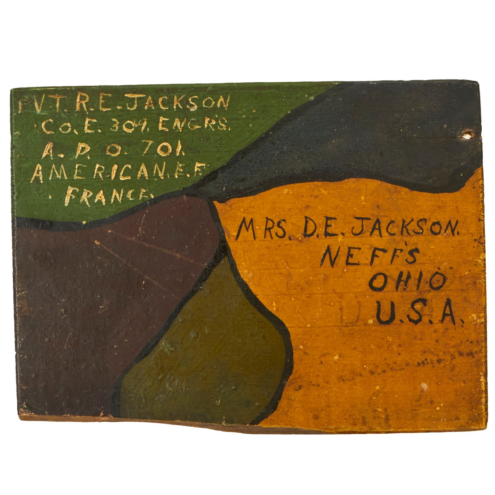 Buy Original U.S. WWI Camouflage Box Top Sent Home by Soldier and Featured in Trench Art: An Illustrated History by Jane A. Kimball | Original Firearms Antique For Sale
