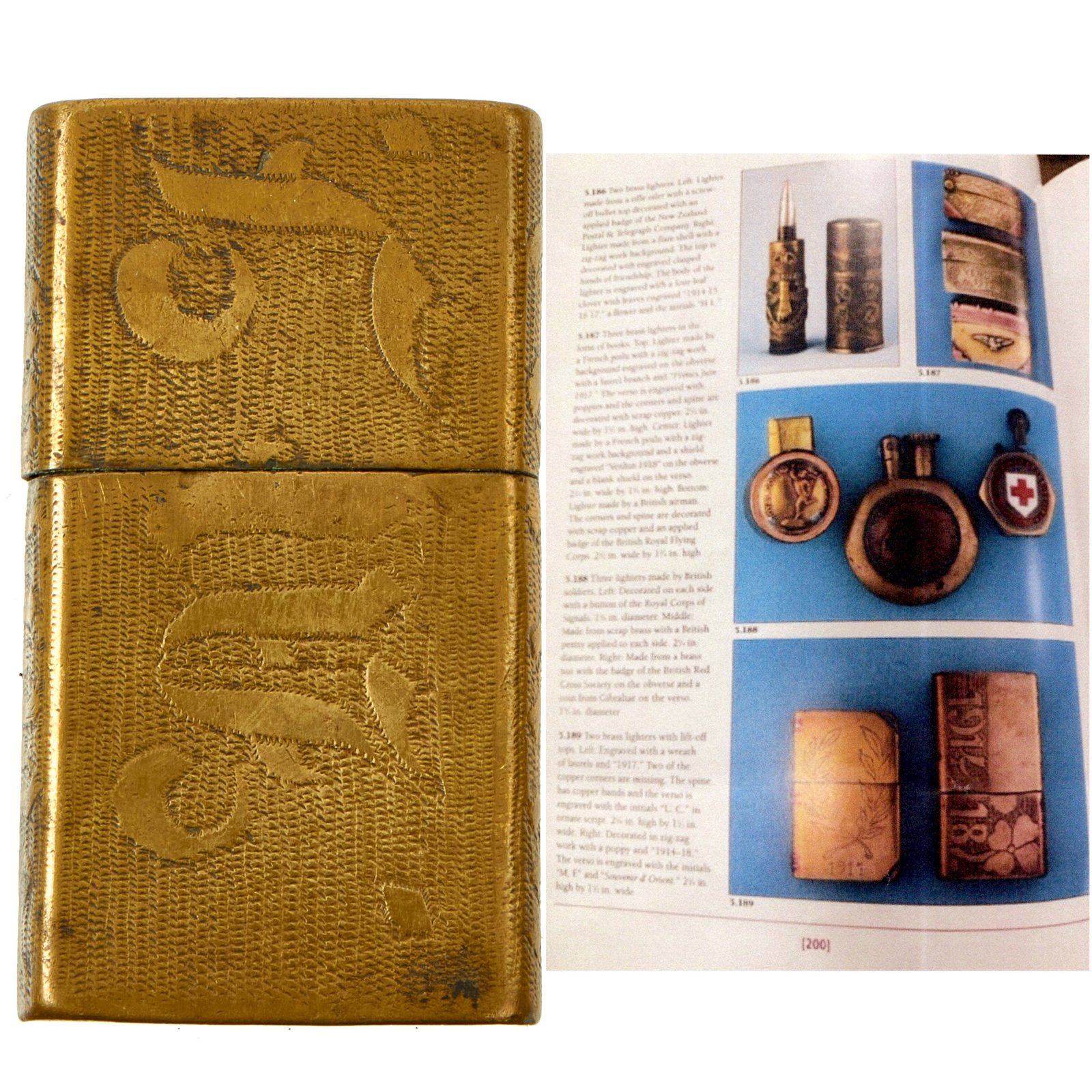 Buy Original French WWI Trench Art “Windproof” Lighter Made From Brass As Featured In The Book “Trench Art, An Illustrated History” by Jane Kimball on Page 200 | Original Firearms Antique For Sale