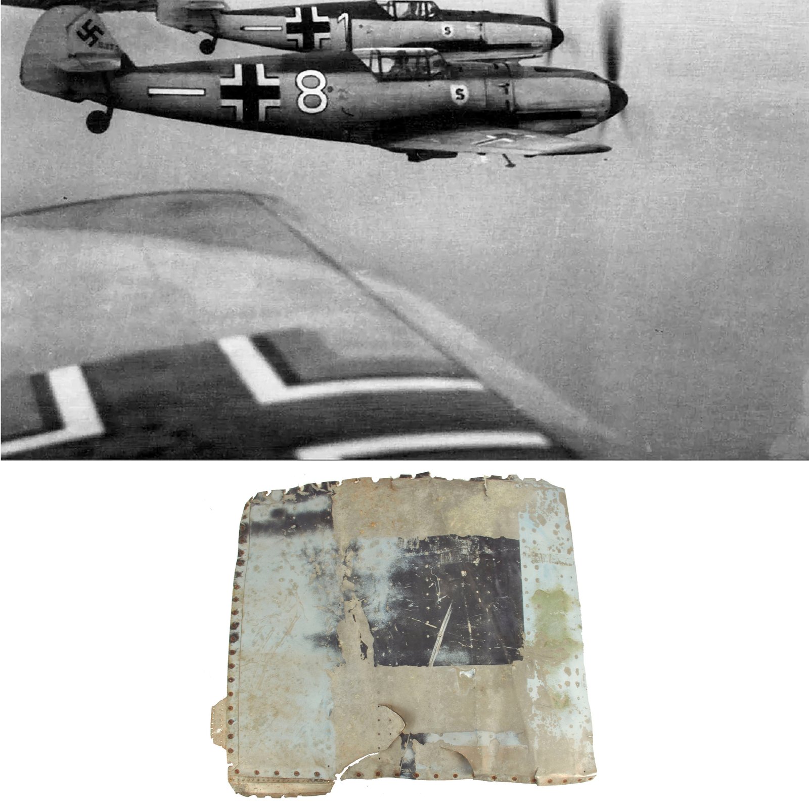 Buy Original German WWII Messerschmitt Bf 109 Aircraft Balkan Cross Wing Section With Research - Approximately 36” x 42” | Original Firearms Antique For Sale