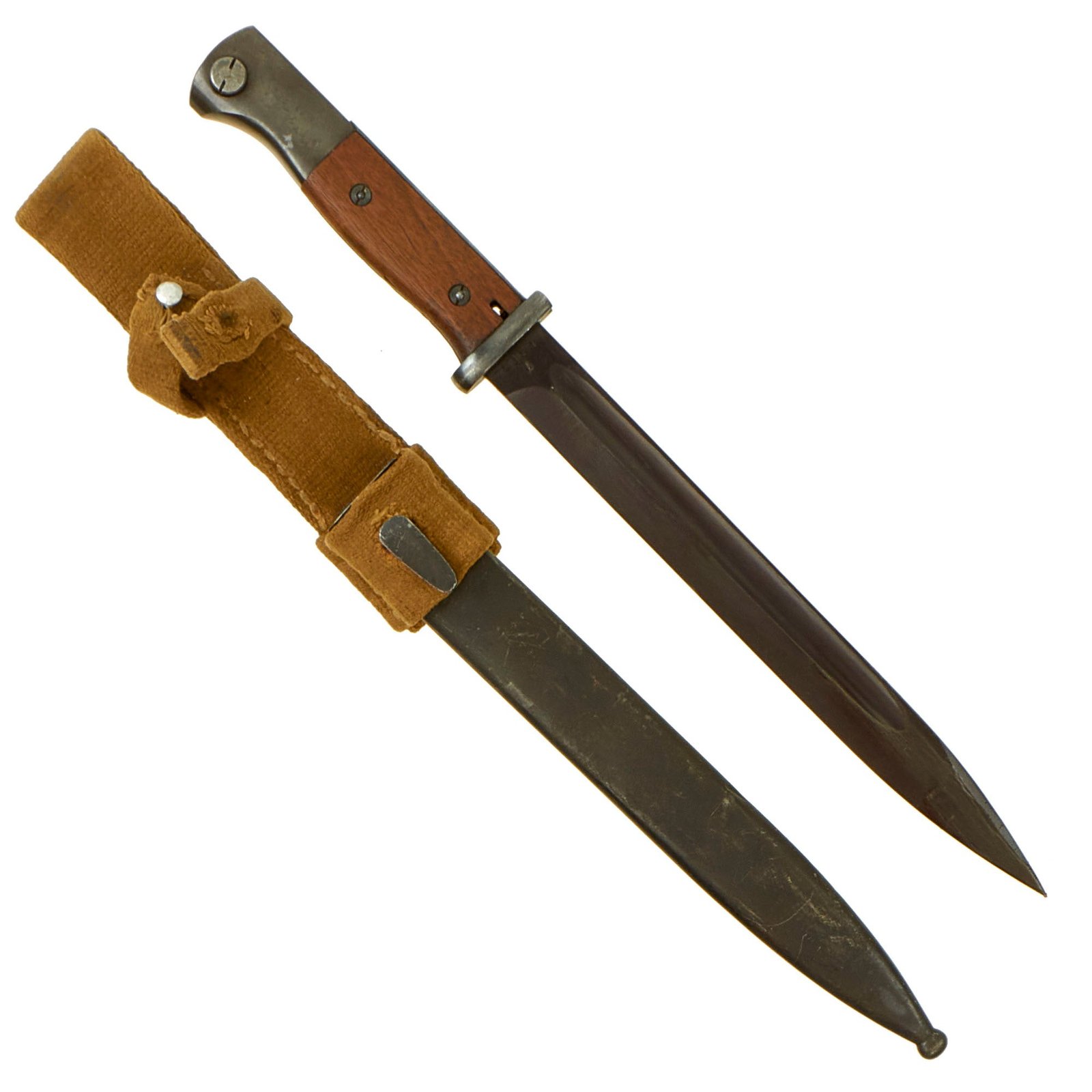 Buy Original German WWII 98k Bayonet by E. & F. Hörster with 1942 dated Scabbard & Tropical DAK Web Frog - Matching Maker | Original Firearms Antique For Sale
