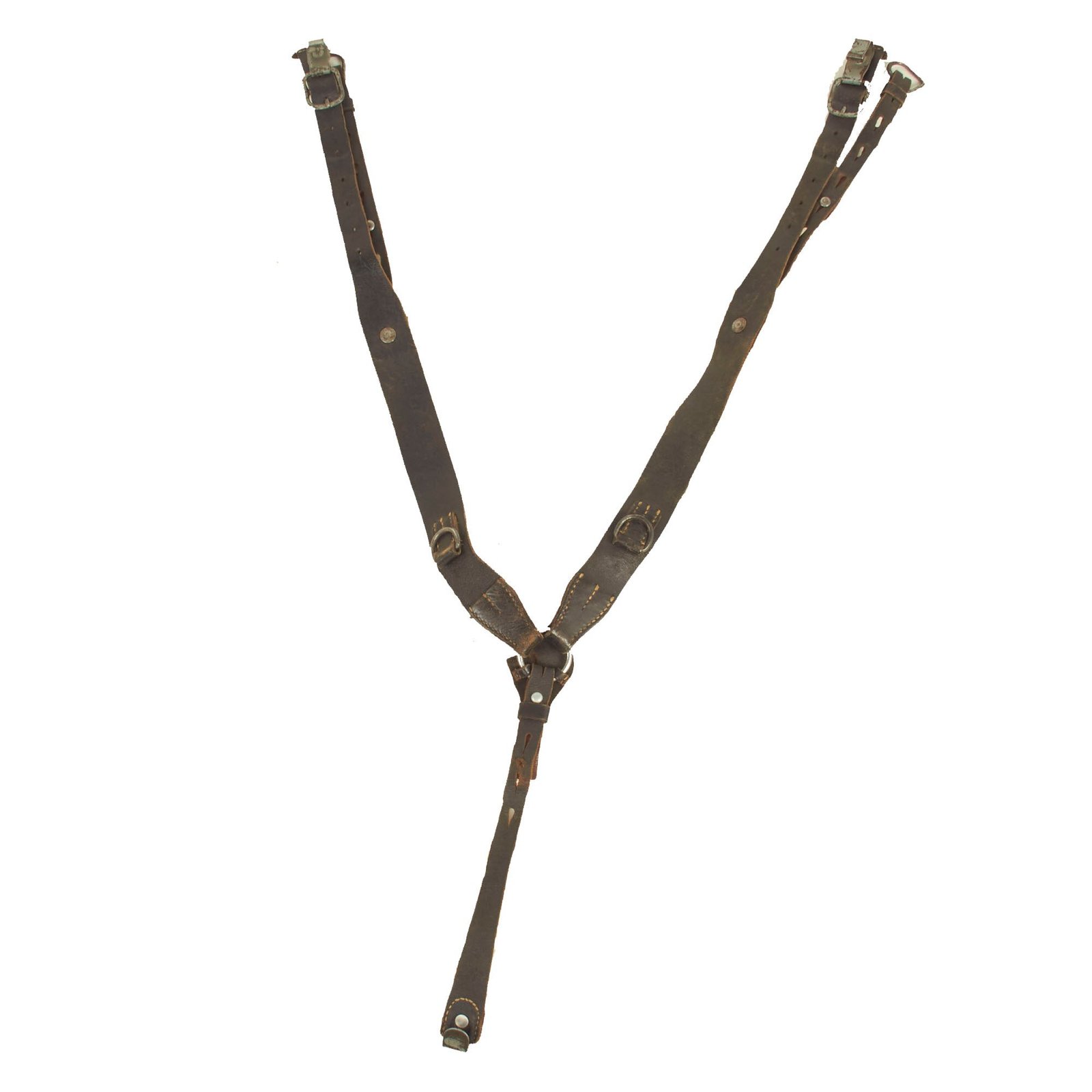 Buy Original German WWII Army Leather Combat Suspender Y Straps by Otto Stephan Lederwerk Mühlhausen - dated 1942 | Original Firearms Antique For Sale