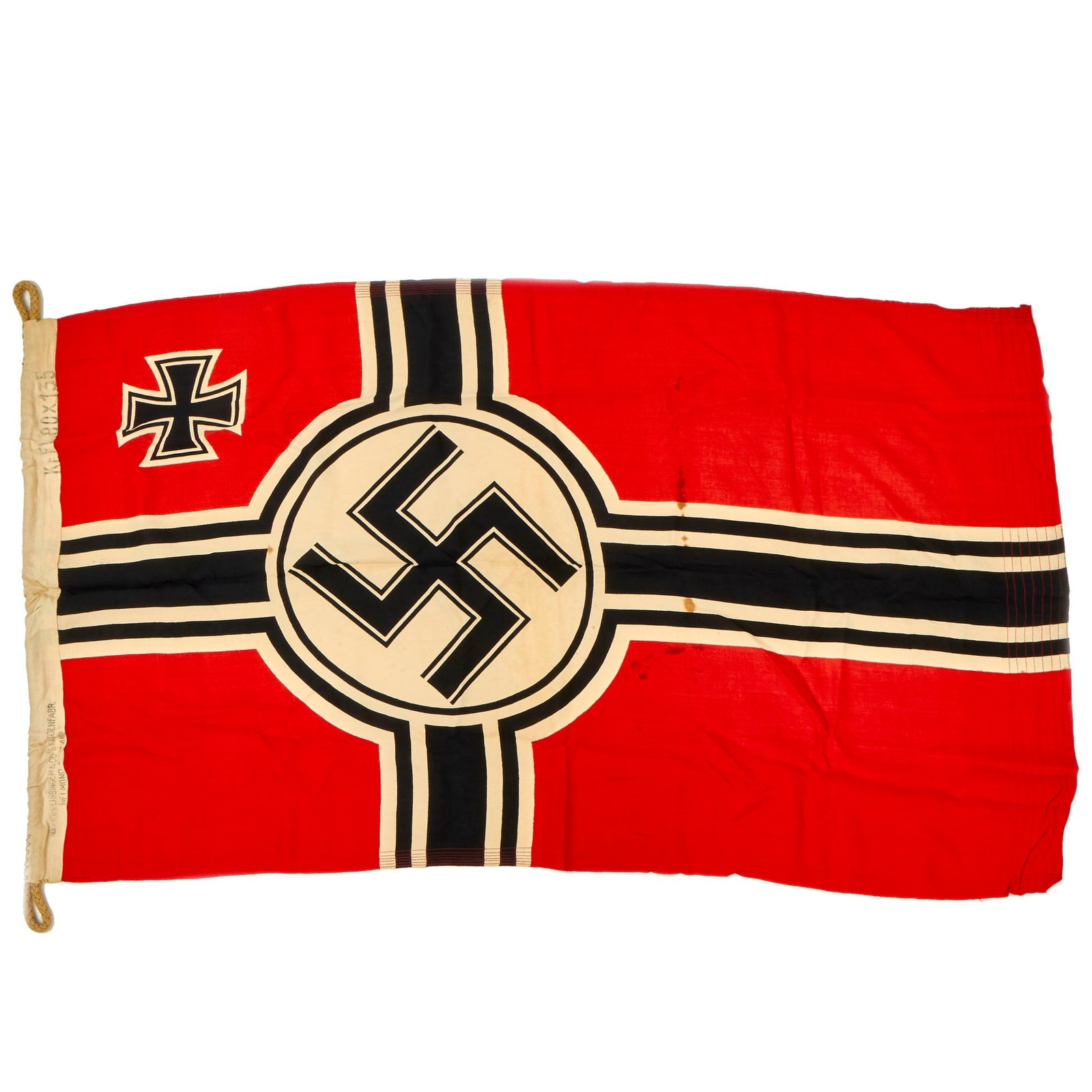 Buy Original German WWII 80cm x 135cm National Battle Flag by N.V.P.F. v Vlissingen & Co. - Reichskriegsflagge | Original Firearms Antique For Sale