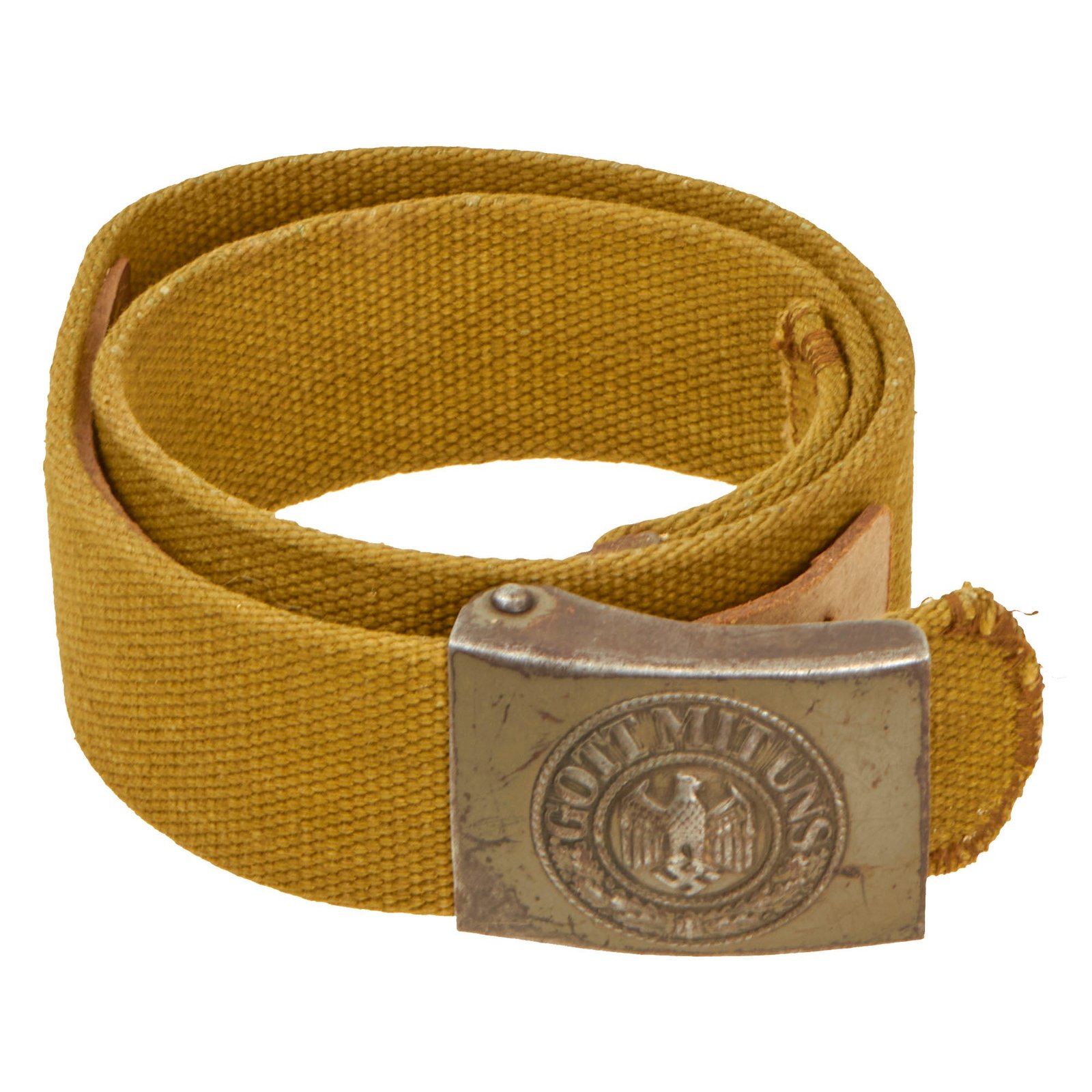 Buy Original German WWII Rare Tropical Afrikakorps DAK Web Belt with Steel Buckle by Dr. Franke & Co. dated 1940 | Original Firearms Antique For Sale