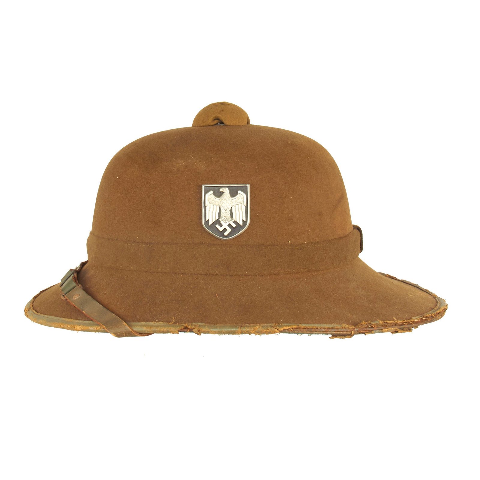 Buy Original German WWII 1941 dated 2nd Model Afrikakorps DAK Sun Helmet by JHS with Badges - size 58 | Original Firearms Antique For Sale