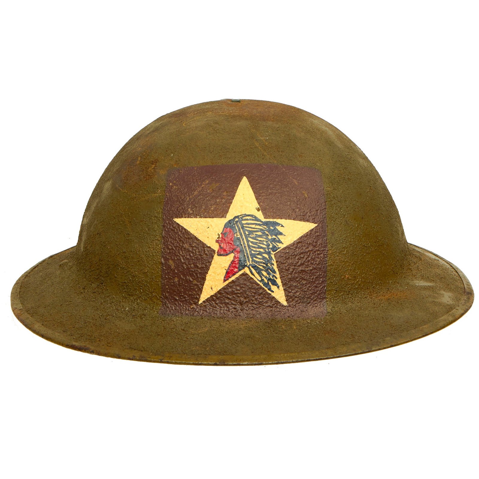 Buy Original U.S. WWI M1917 Doughboy Helmet With Museum Quality Post War Painted Insignia - 5th Marines, Machine Gun Company, 2nd Infantry Division | Original Firearms Antique For Sale