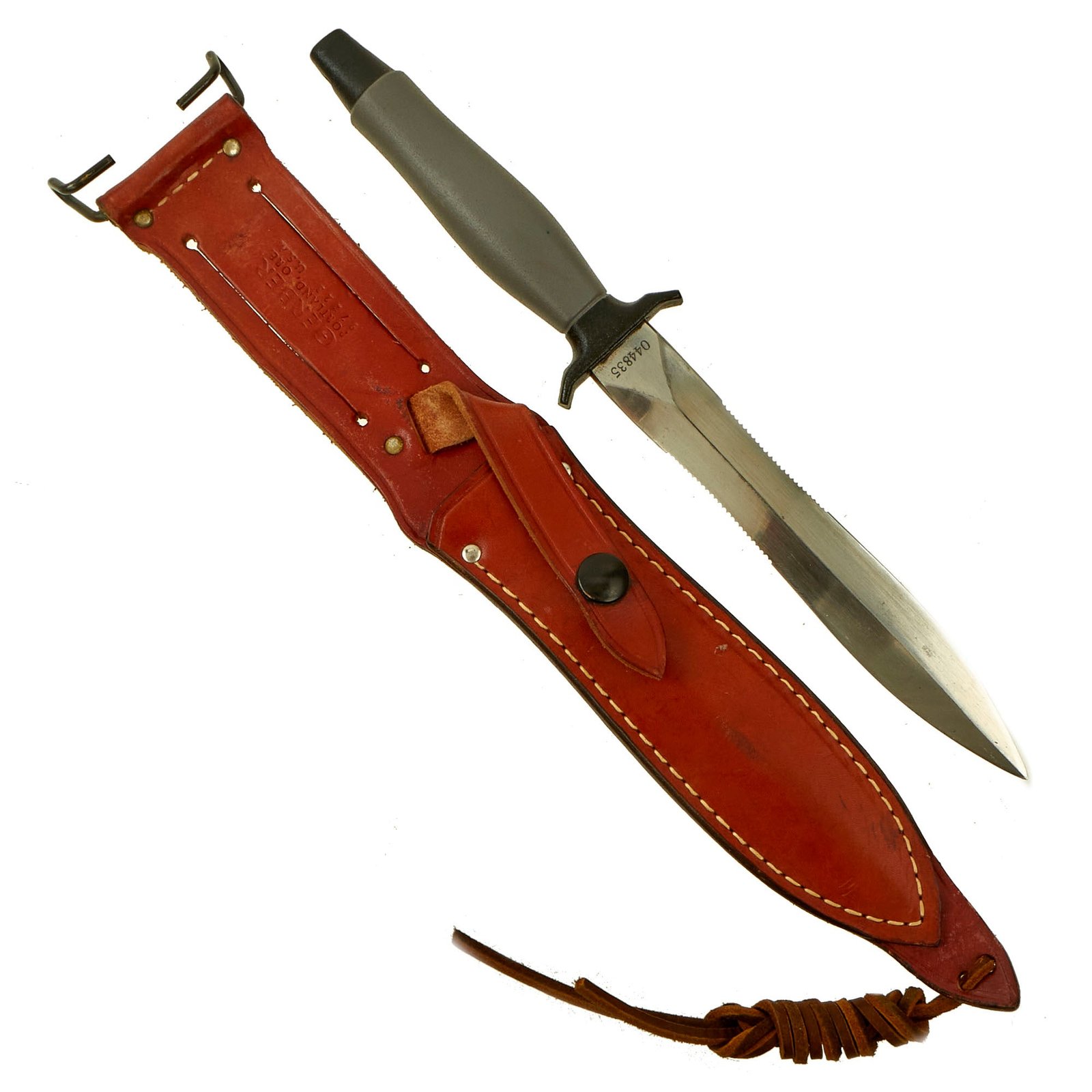 Buy Original U.S. Post Vietnam War “Unissued” Condition Gerber MkII Fighting Survival Knife with Scabbard - Serial 044835 Made in 1976 | Original Firearms Antique For Sale