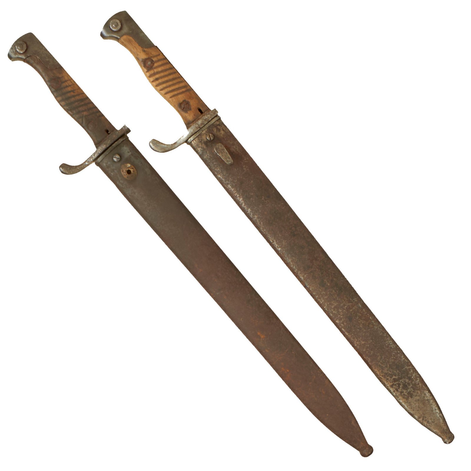 Buy Original German WWI Lot of Two M1898/05 n/A Butcher Bayonets with Scabbards - Dated 1912 & 1917 | Original Firearms Antique For Sale