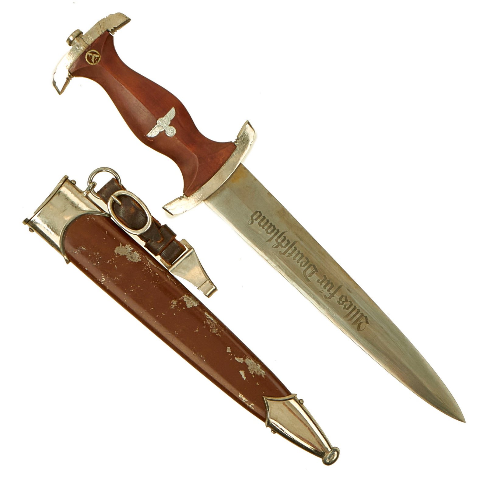 Buy Original German WWII 1938 dated SA Dagger by Anton Wingen, Jr. with Scabbard & Hanger - RZM M7/51 | Original Firearms Antique For Sale