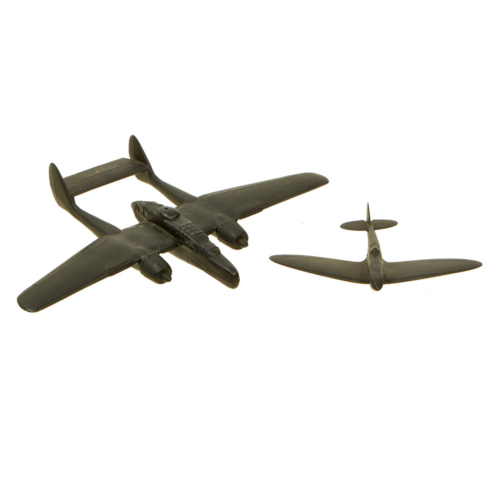 Buy Original U.S. WWII American and British Recognition Model Airplanes by Cruver - P-61 and British Spitfire | Original Firearms Antique For Sale