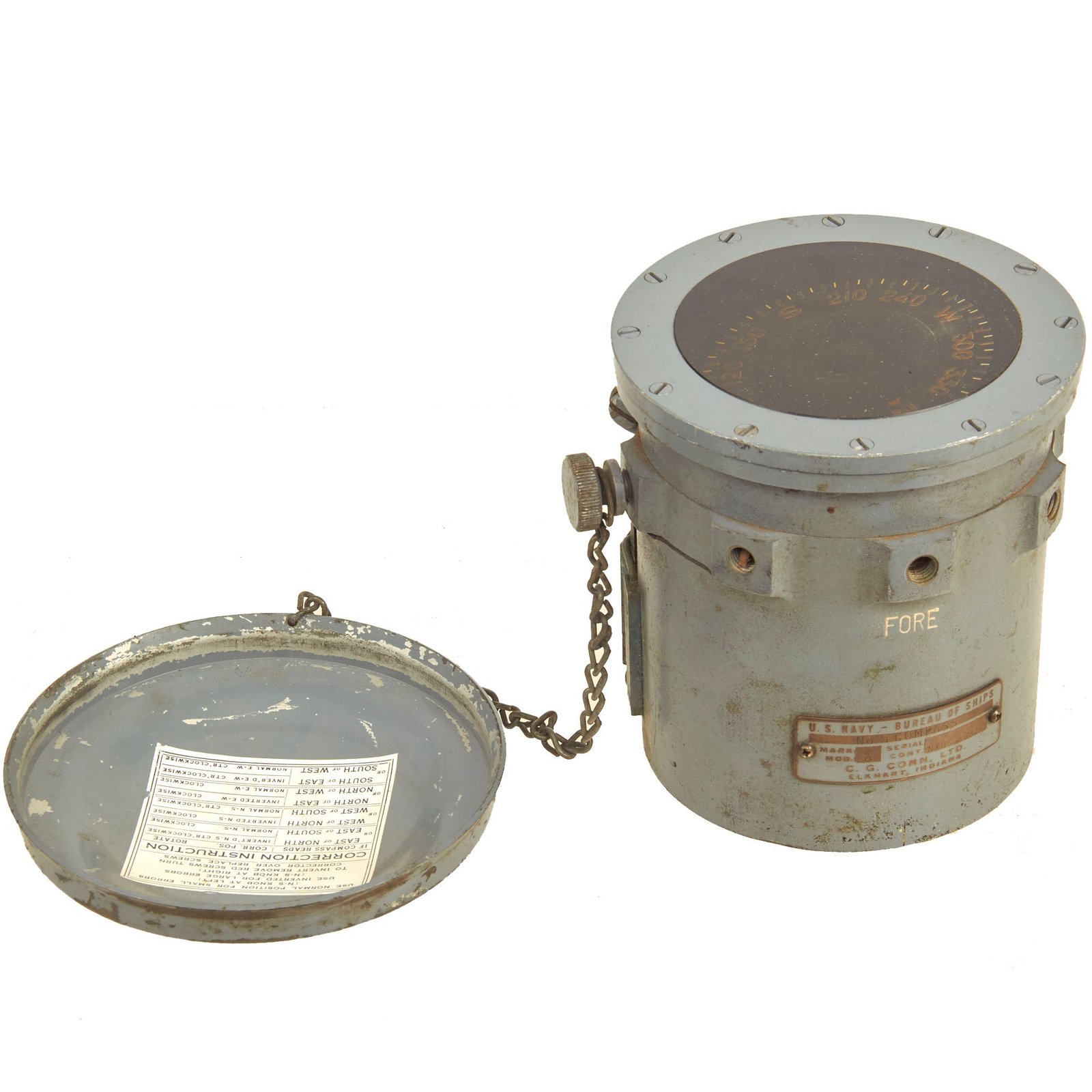 Buy Original U.S. WWII US Navy Bureau of Ships No. 5 Compass by C.G. Conn. Ltd | Original Firearms Antique For Sale