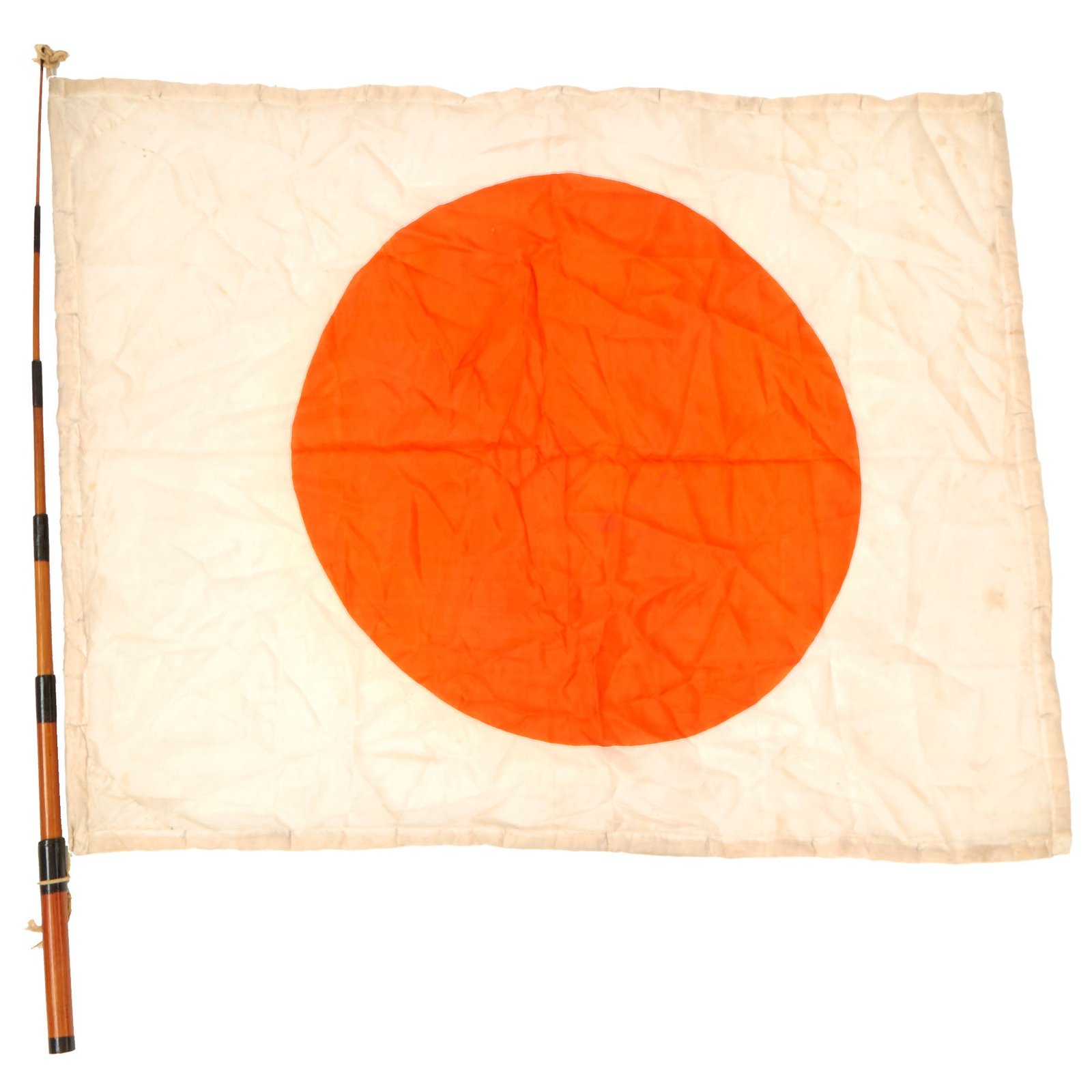 Buy Original Japanese WWII Pilot Bail Out Float Flag with Telescoping Staff - 30" x 39" | Original Firearms Antique For Sale