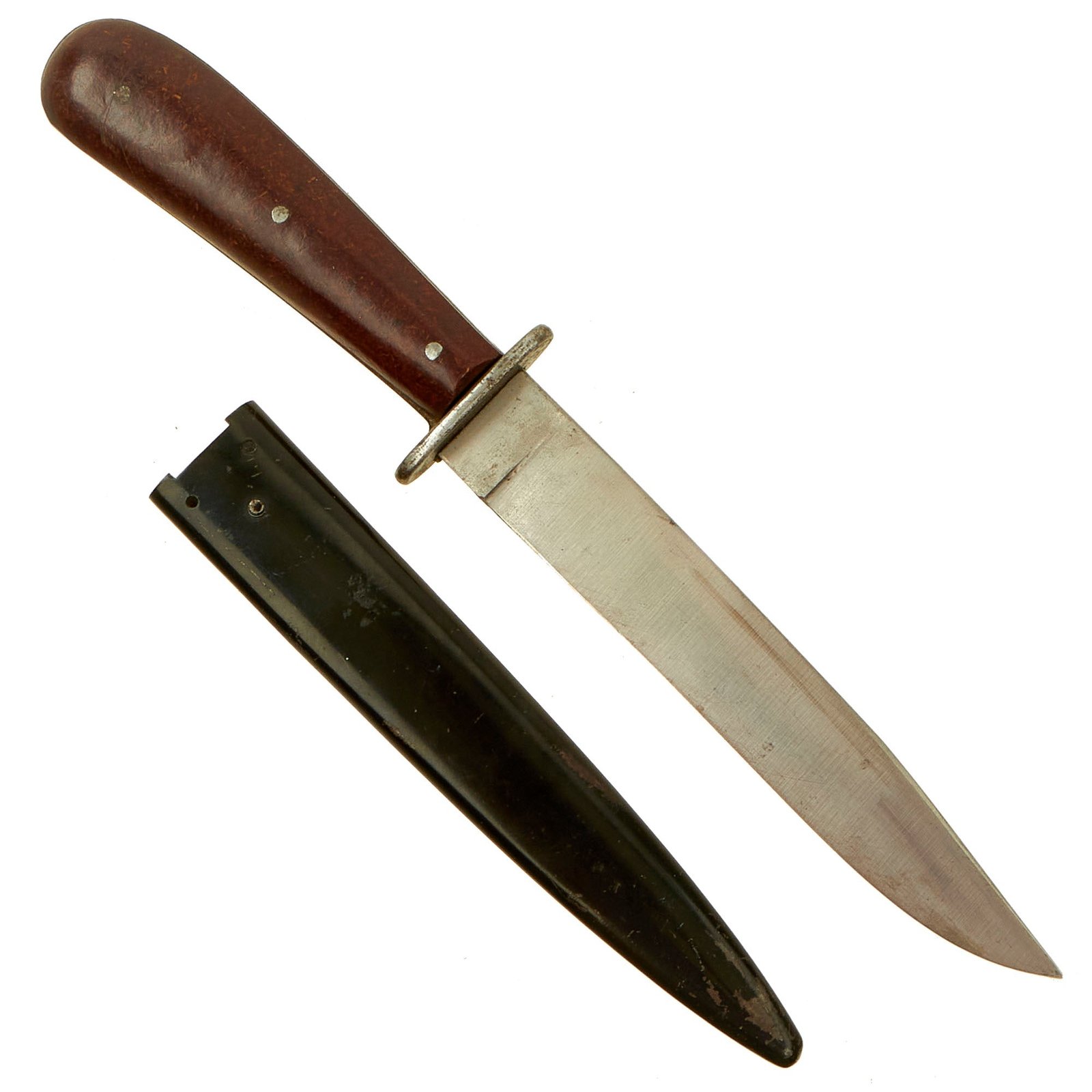 Buy Original German WWII Bakelite Handle Trench Fighting Knife by PUMA-Werk with Boot Scabbard | Original Firearms Antique For Sale