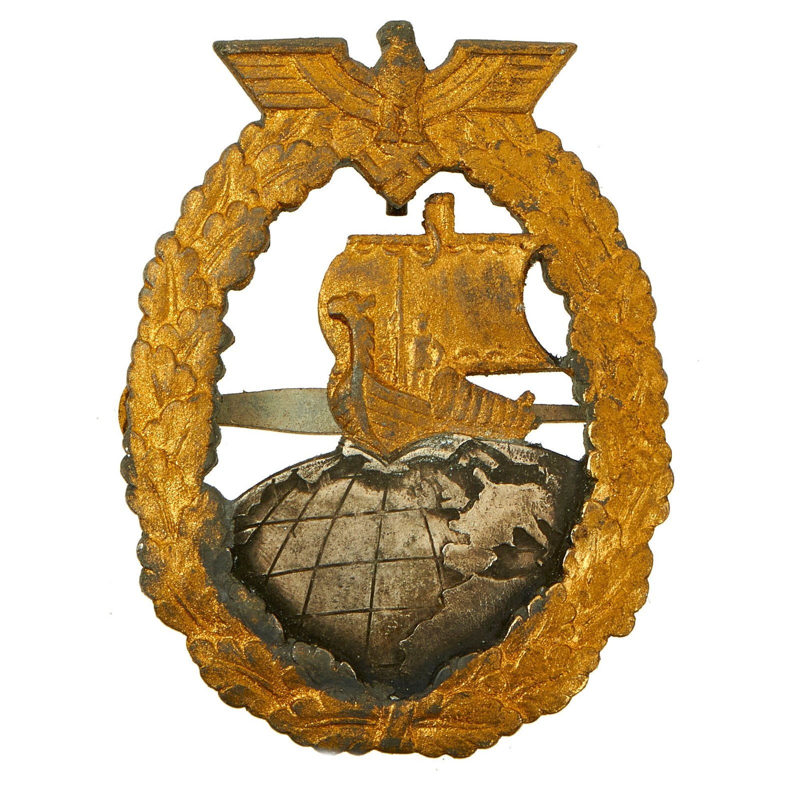 Buy Original German WWII French Made Kriegsmarine Navy Auxiliary Cruiser War Badge - Bacqueville Attributed | Original Firearms Antique For Sale
