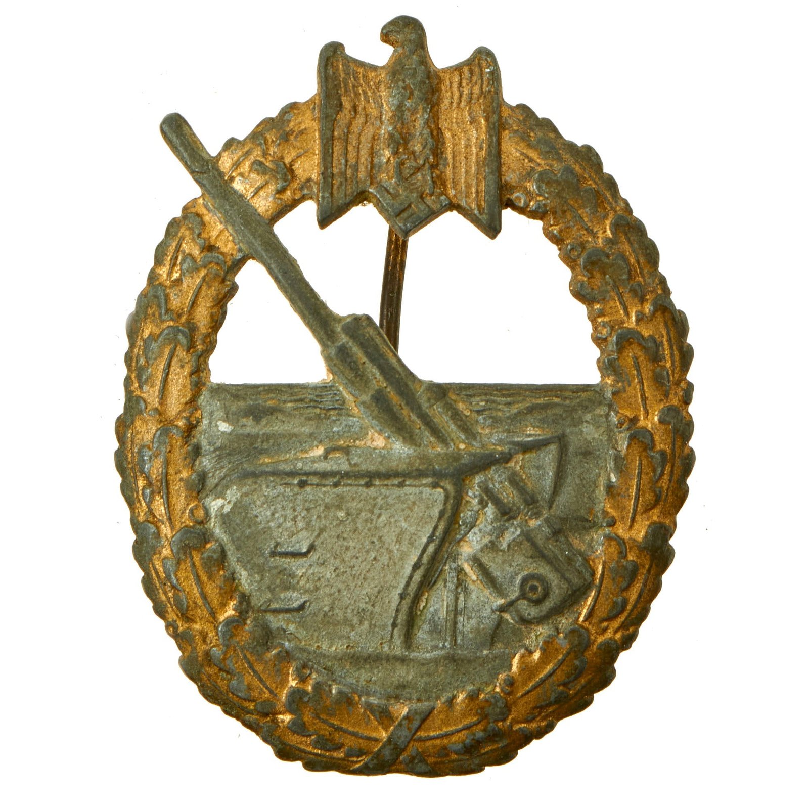 Buy Original German WWII Kriegsmarine Coastal Artillery Badge - Unmarked Scoop Back | Original Firearms Antique For Sale