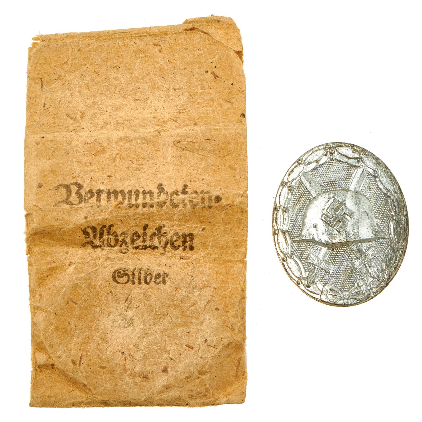 Buy Original German WWII Silver Wound Badge by Carl Wild of Hamburg in Paper Packet | Original Firearms Antique For Sale