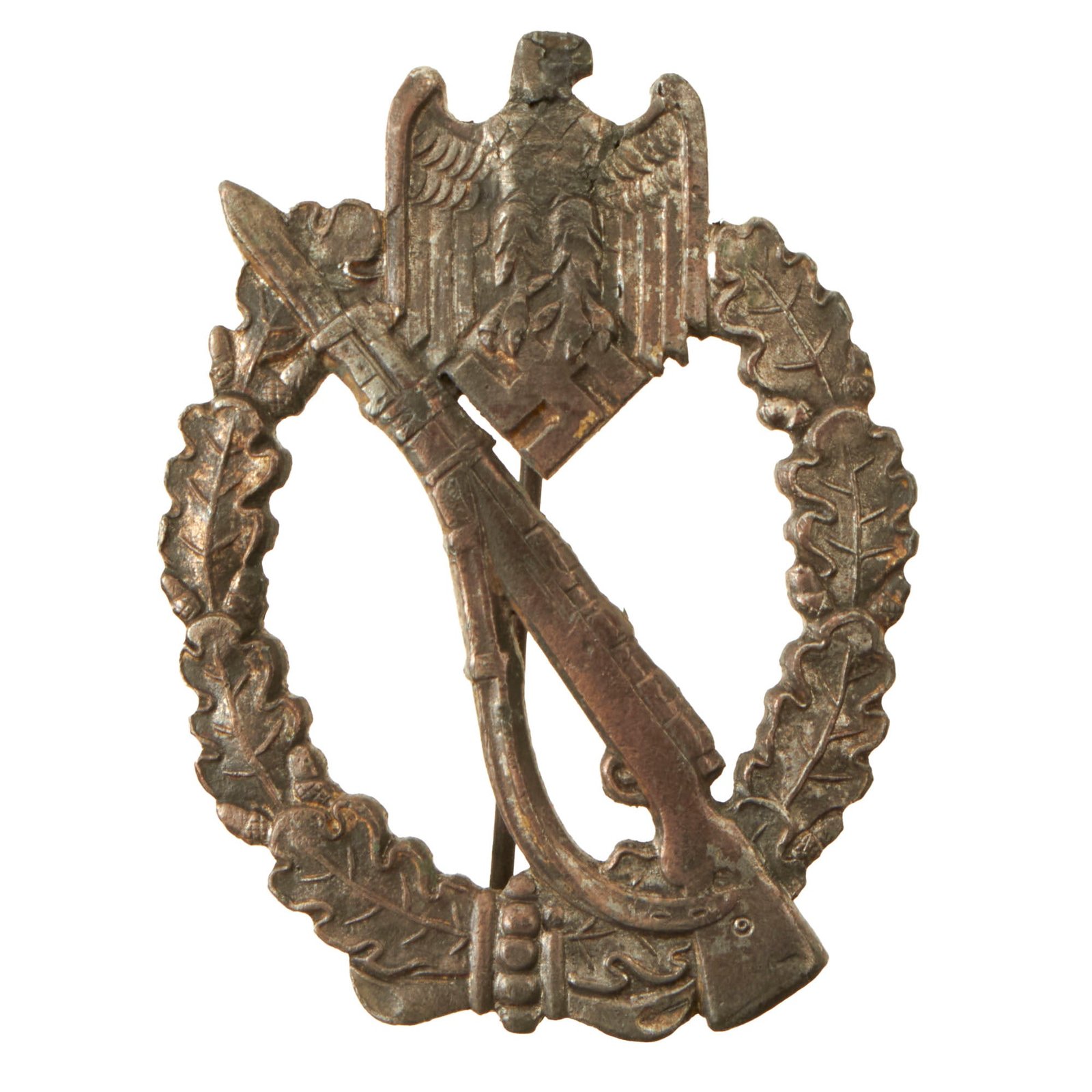 Buy Original German WWII Silver Grade Infantry Assault Badge - Unmarked Solid Back | Original Firearms Antique For Sale