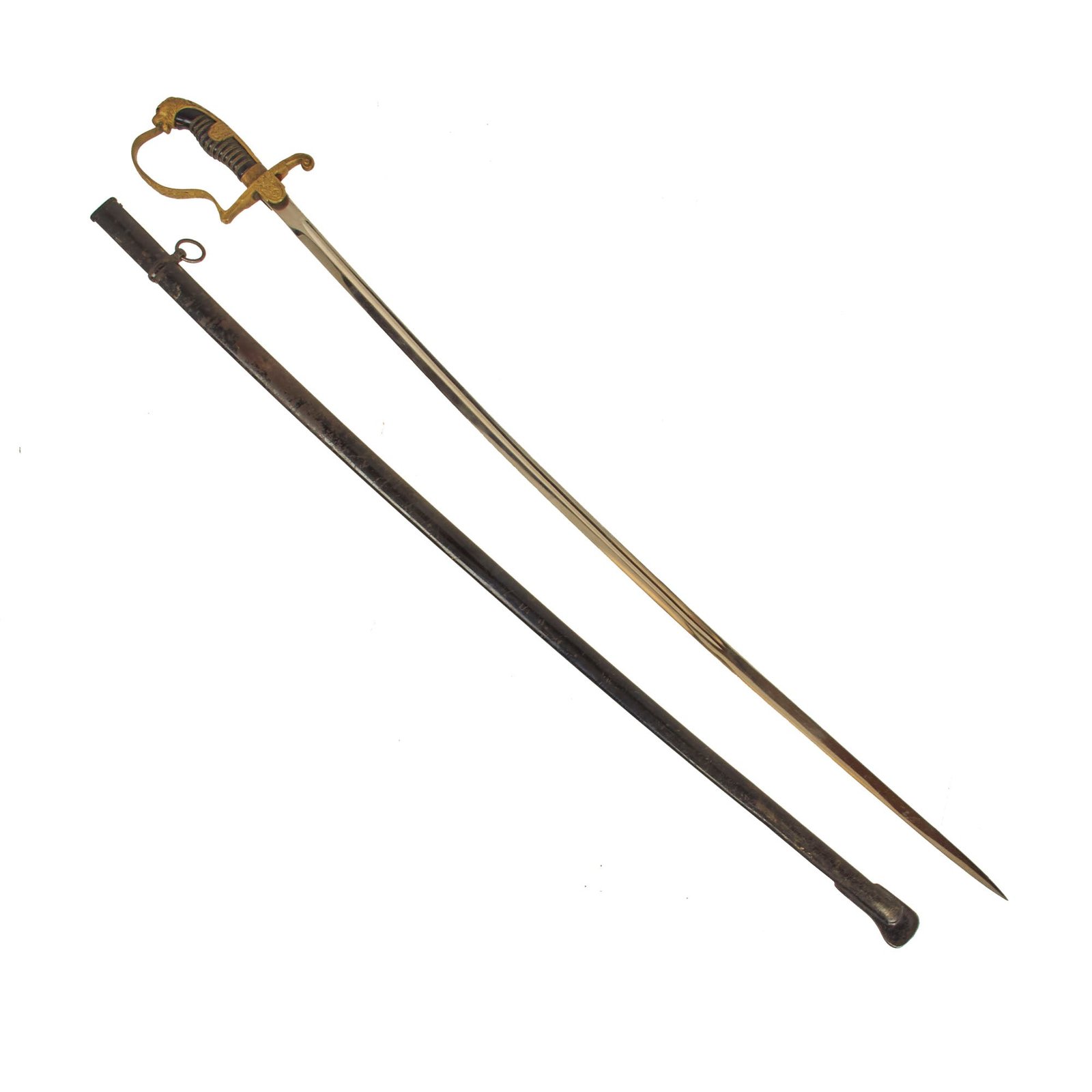 Buy Original German WWII Army Heer Officer's Lion Head Sword with Nickel-Plated Blade & Steel Scabbard | Original Firearms Antique For Sale