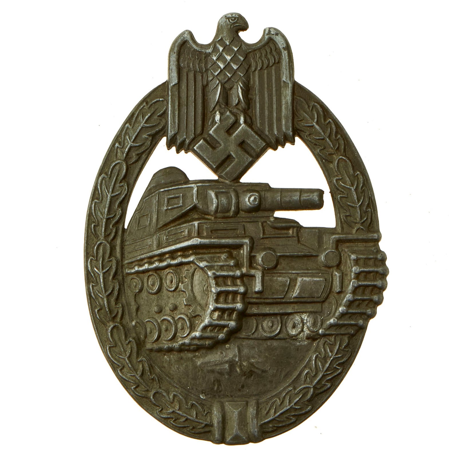 Buy Original German WWII Bronze Grade Panzer Assault Tank Badge by Frank & Reif of Stuttgart - Solid Back Version | Original Firearms Antique For Sale