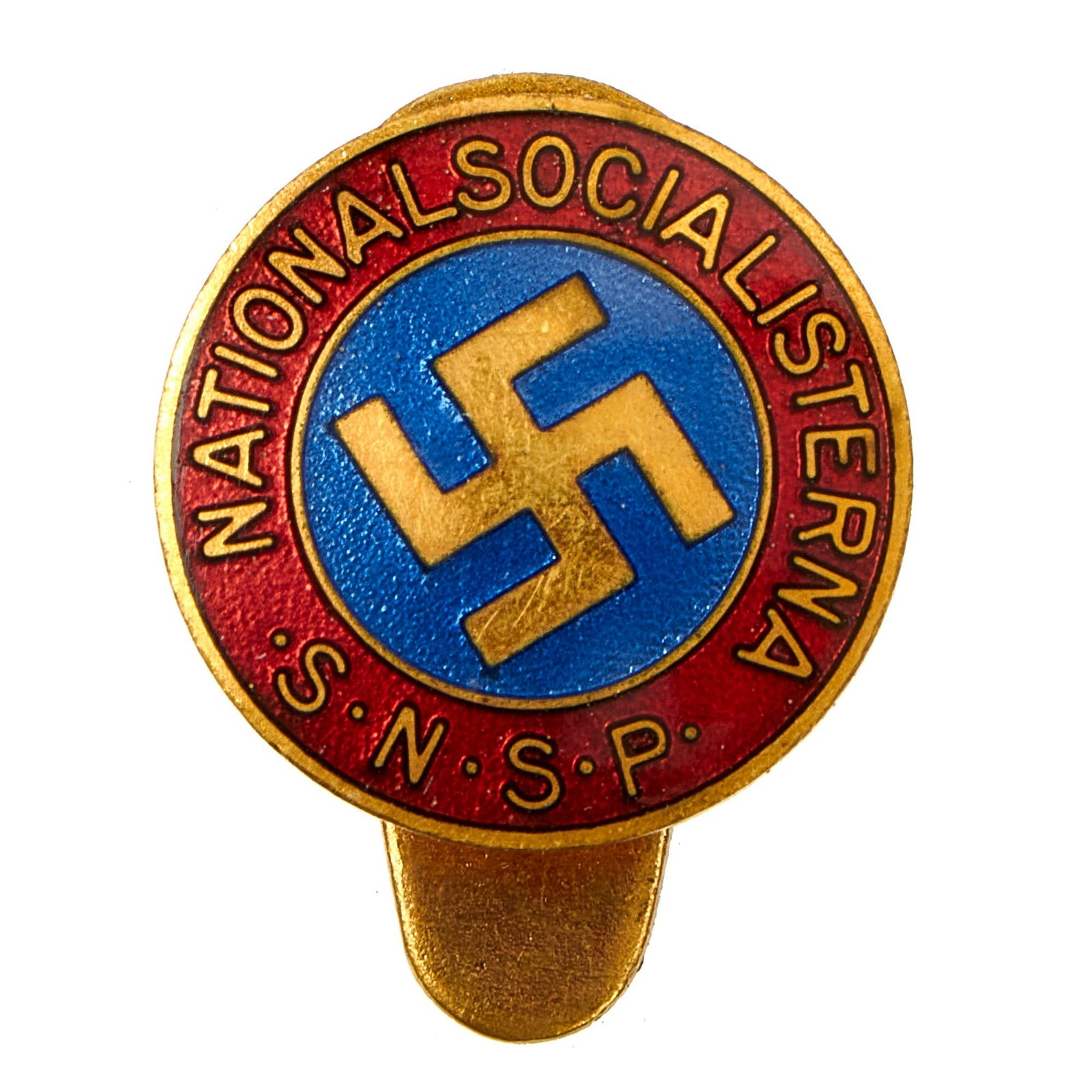 Buy Original WWII Swedish National Socialist Party SNSP Enamel Membership Badge Buttonhole Pin by Alois Ritter | Original Firearms Antique For Sale