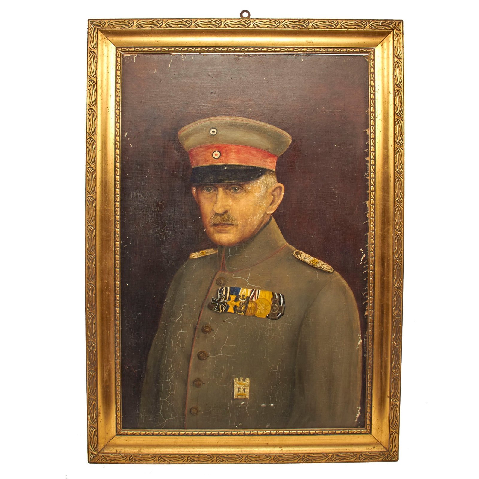 Buy Original Imperial German WWI Era Original Painting of Unknown 14th Division Officer With Frame - 33 ¼” x 23 ¼” | Original Firearms Antique For Sale