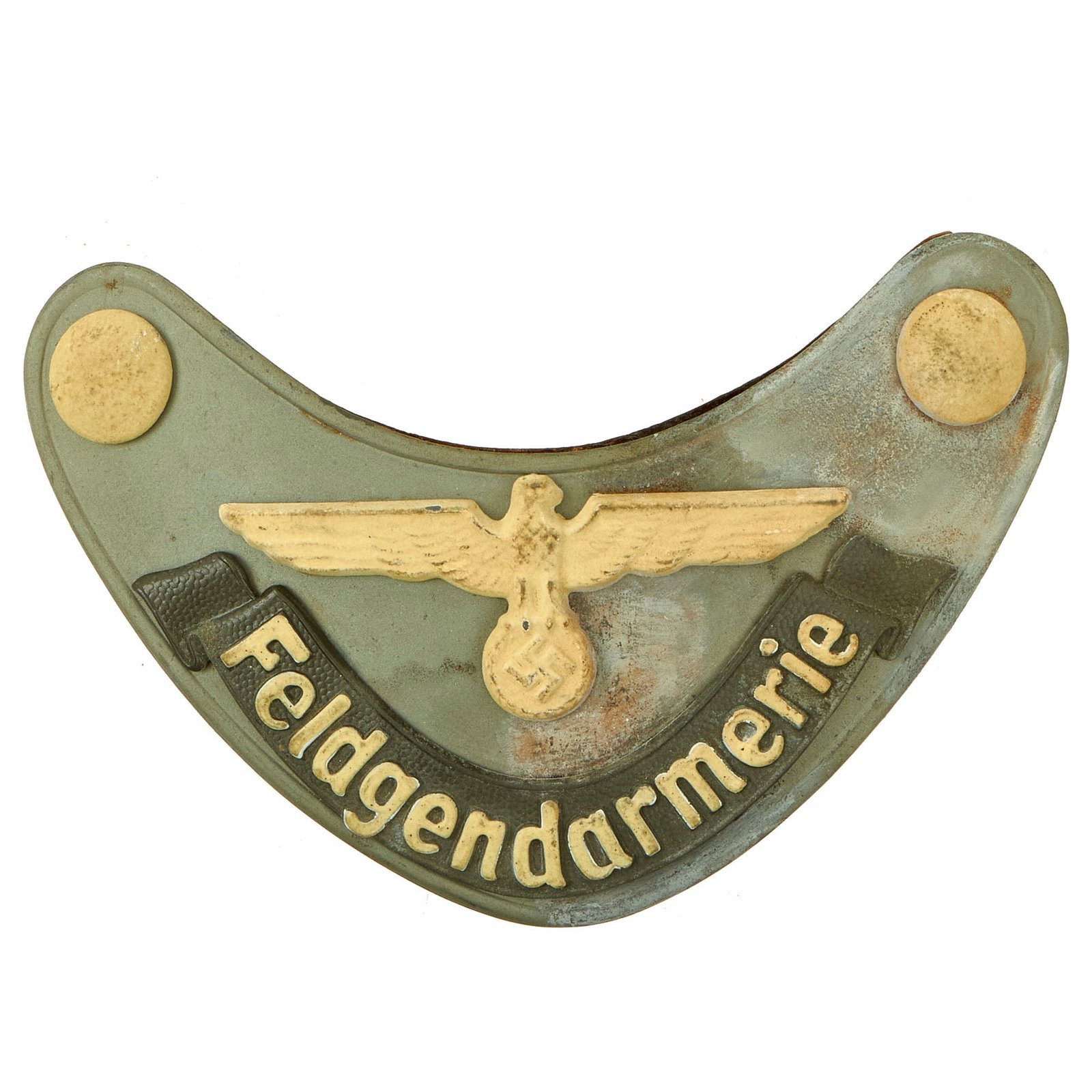 Buy Original German WWII Feldgendarmerie Police Gorget with Phosphorescent Paint - Missing Neck Chain | Original Firearms Antique For Sale
